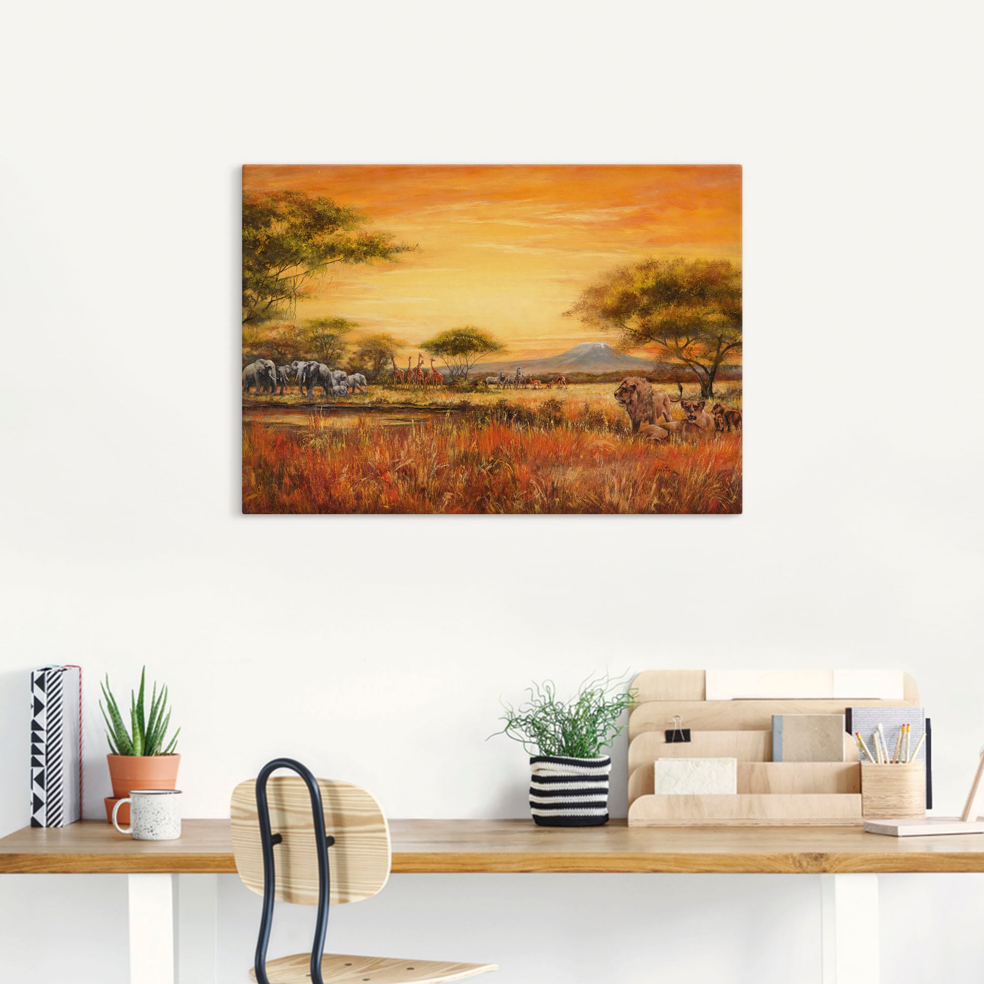 Artland Leinwandbild »Afrikanische Steppe mit Löwen« Afrika 1 Stk. tlg. als Alubild, Outdoorbild, Leinwandbild, Poster, Wandaufkleber