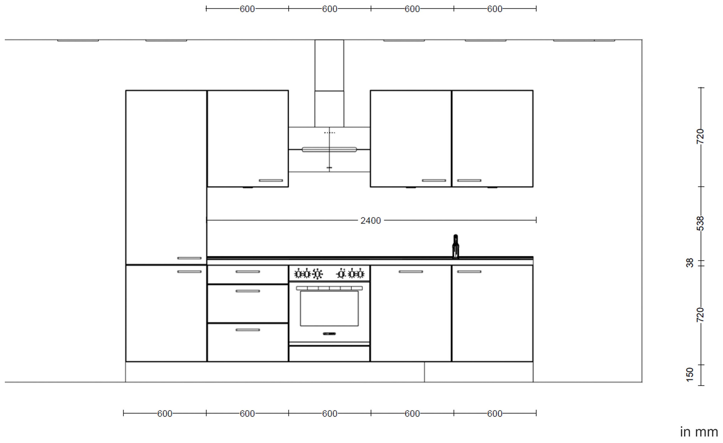 nobilia® Küchenzeile »"Cascada II"«, vormontiert, Breite 300 cm, Ausrichtung wählbar, wahlw. mit E-Geräten