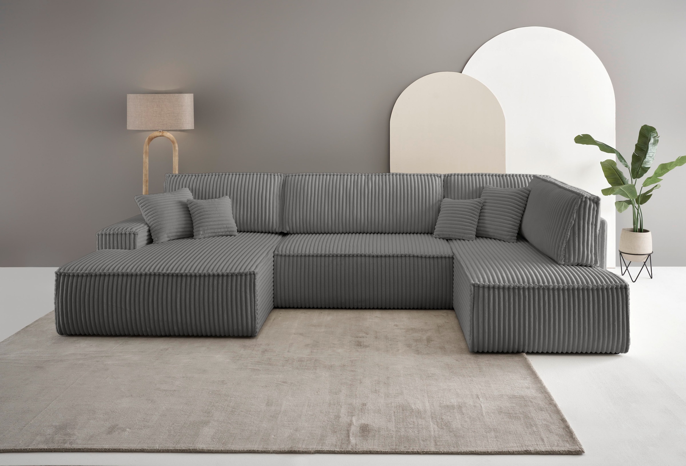 andas Wohnlandschaft »FINNLEY, U-Form XXL 329 cm, Schlafsofa, Schlaffunktio günstig online kaufen