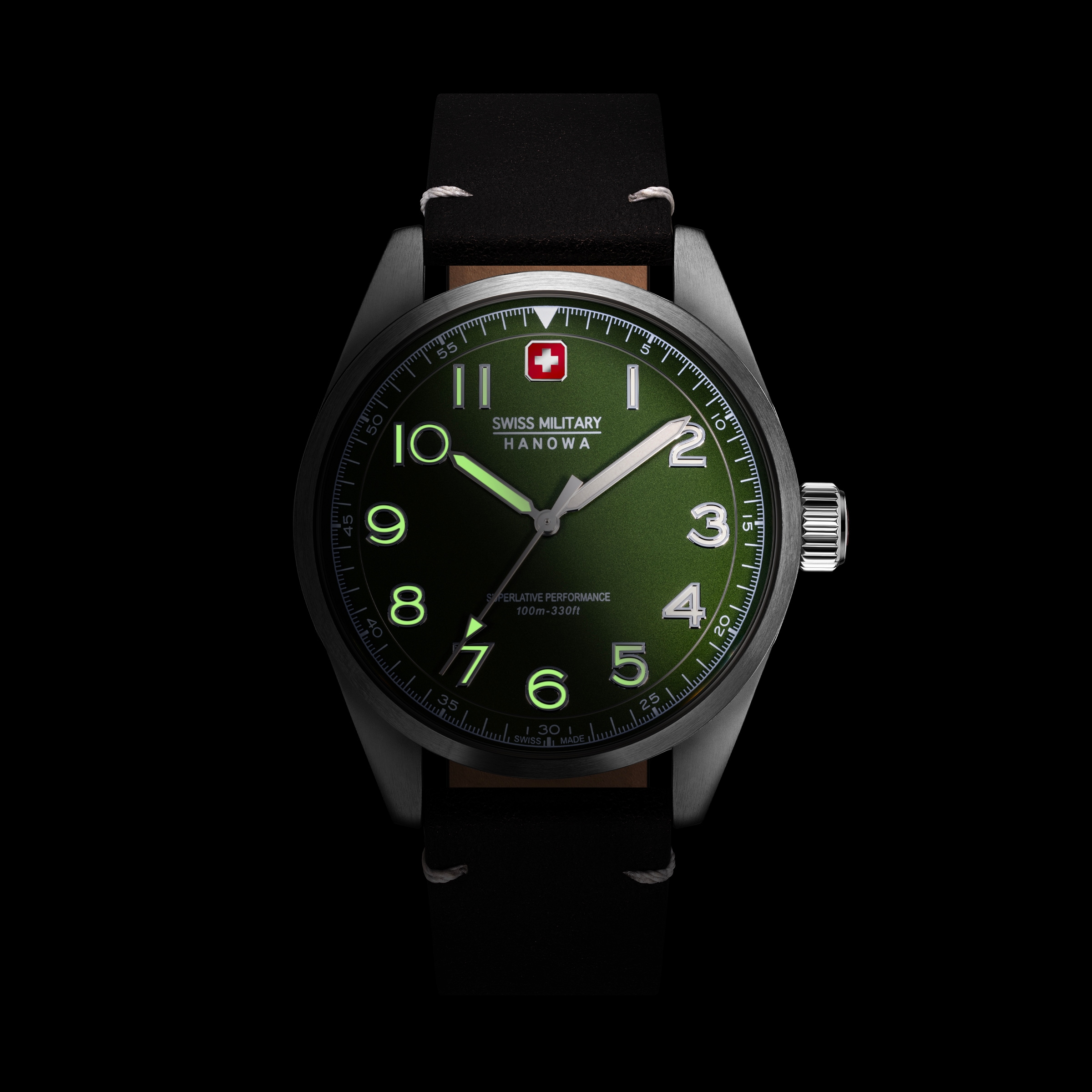 Swiss Military Hanowa Quarzuhr »Falcon« Armbanduhr, Herrenuhr, Swiss Made, Lederarmband, analog