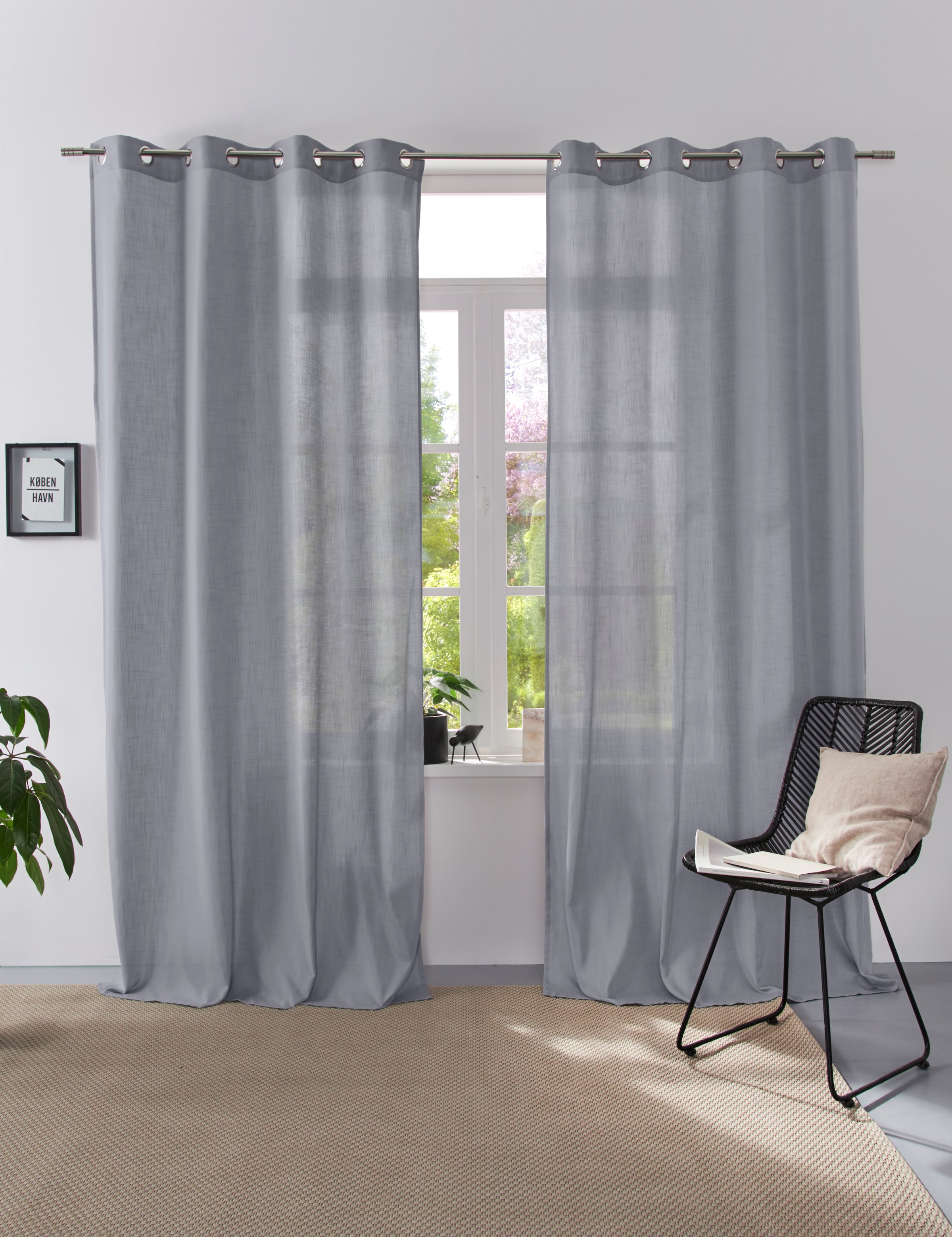 Home affaire Collection Vorhang »Linsdorf« Ösen 1 Stk. tlg. Leinenstruktur, günstig online kaufen