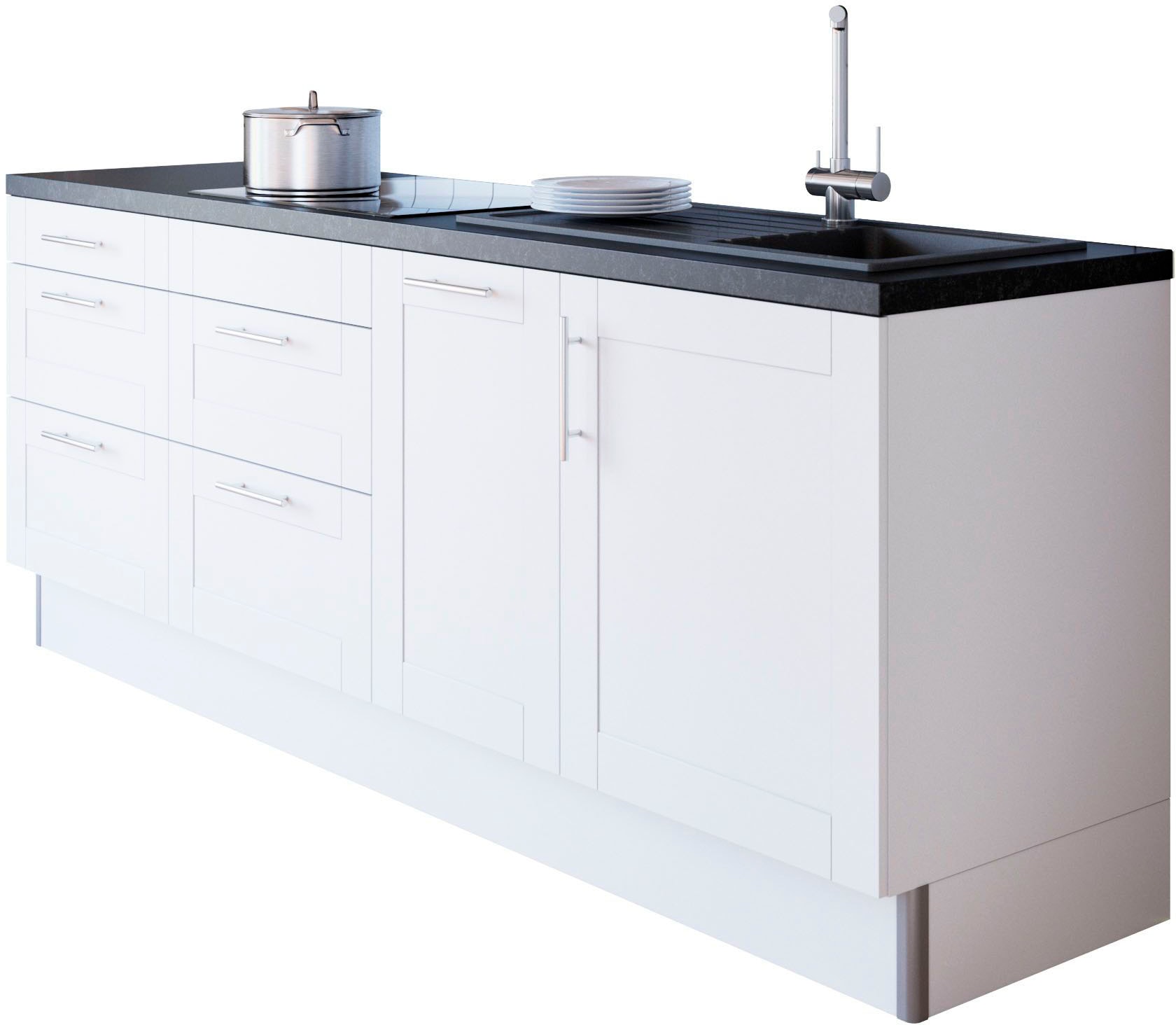 KOCHSTATION Küche »KS-Ahus«, Breite 225 cm, wahlw. Mit E-Geräten, Soft Close Funktion, MDF Fronten