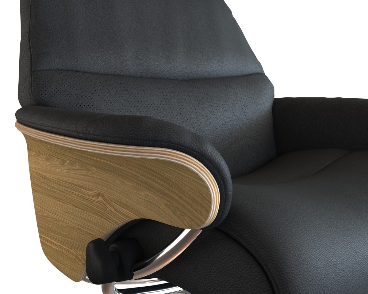 FLEXLUX Relaxsessel »Aarhus, Funktionsessel, Polstersessel, Armlehne, TV-Fernsehsessel,«, Relaxfunktion & Kopf- Rückenverstellung, Armlehne Eiche, Fuß Alu