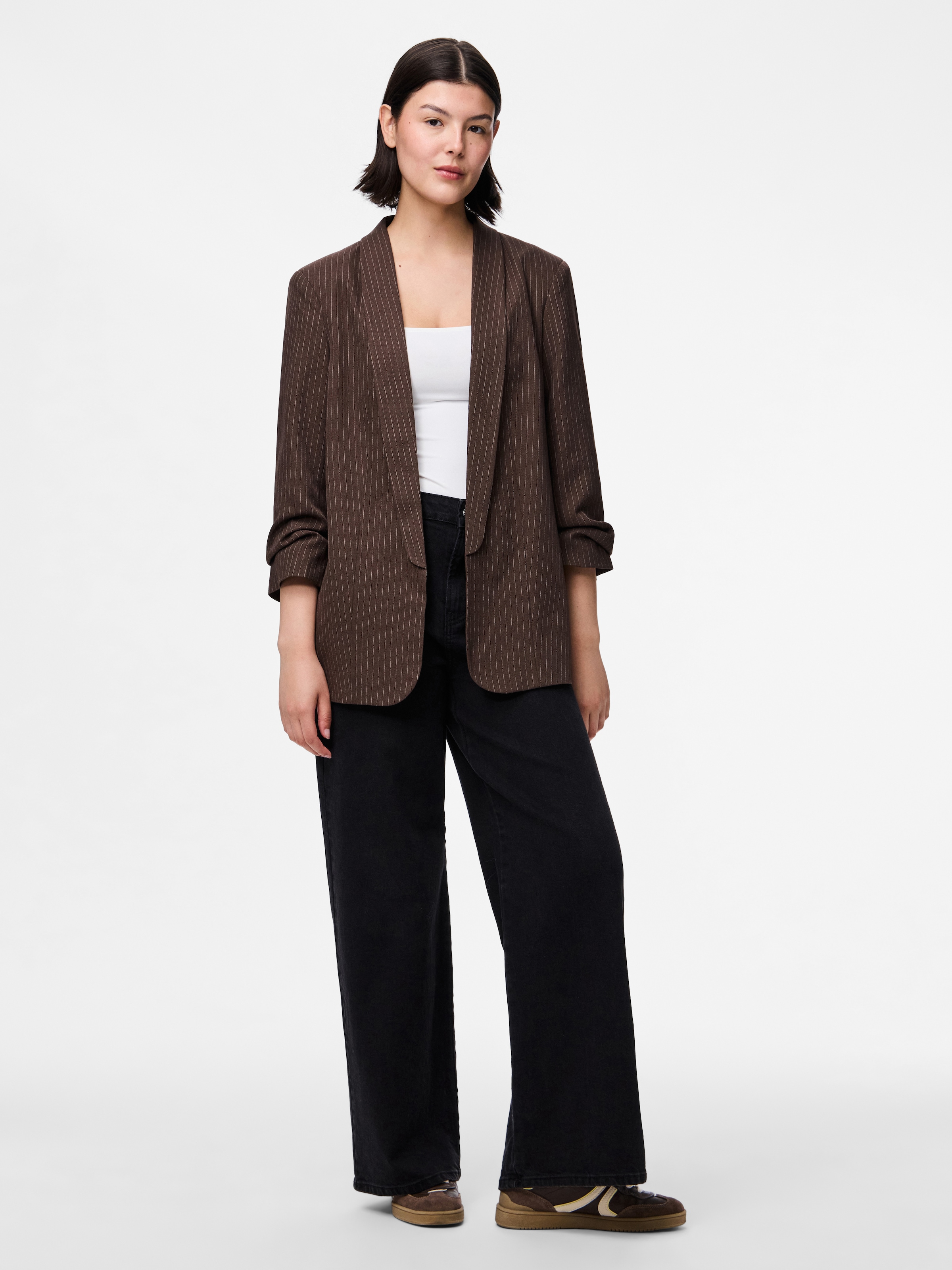 pieces Blusenblazer »PCBOSELLA 3/4 PINSTRIPE BLAZER NOOS BC« Materialmix, regular fit
