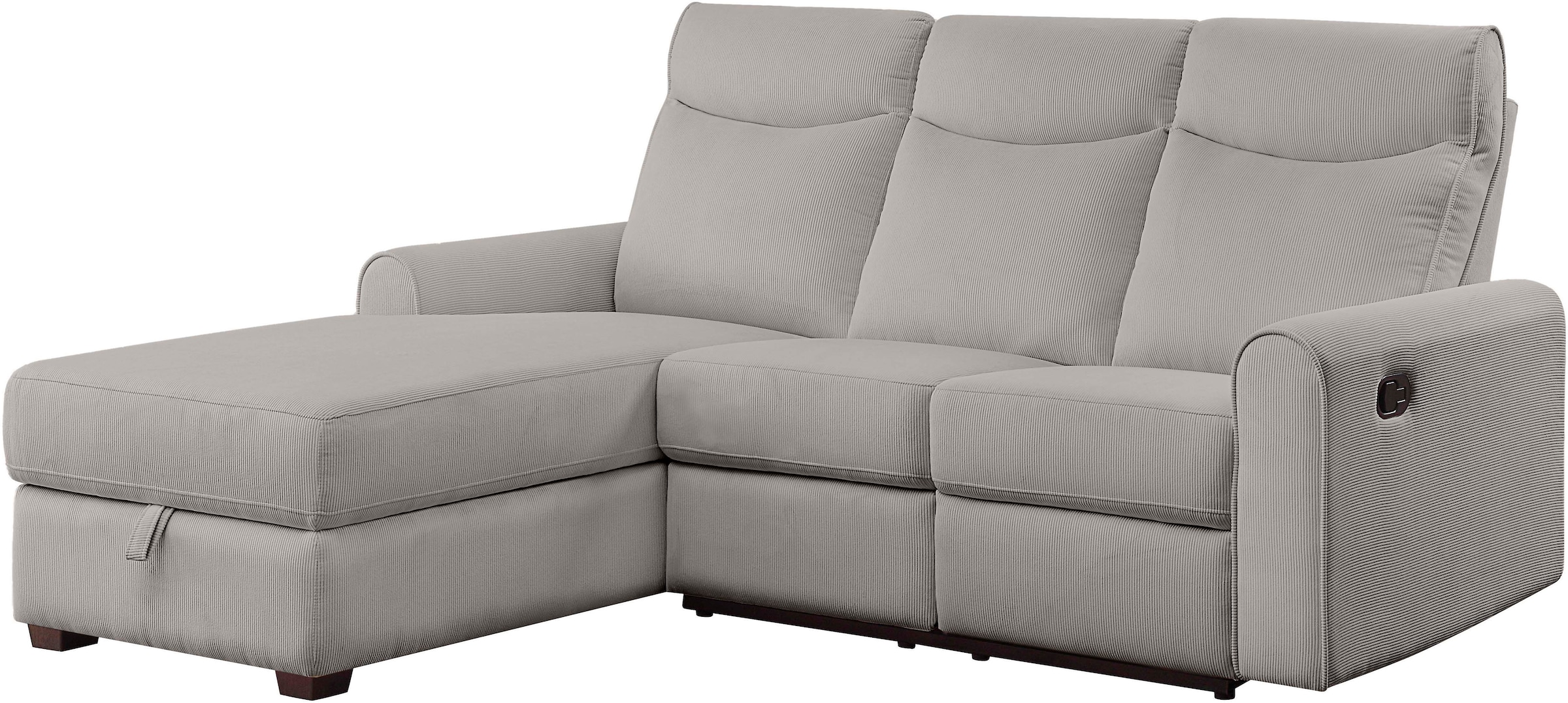 ATLANTIC home collection Ecksofa »Gero L-Form«, mit Relaxfunktion und Stauraum, mit Cord-Bezug