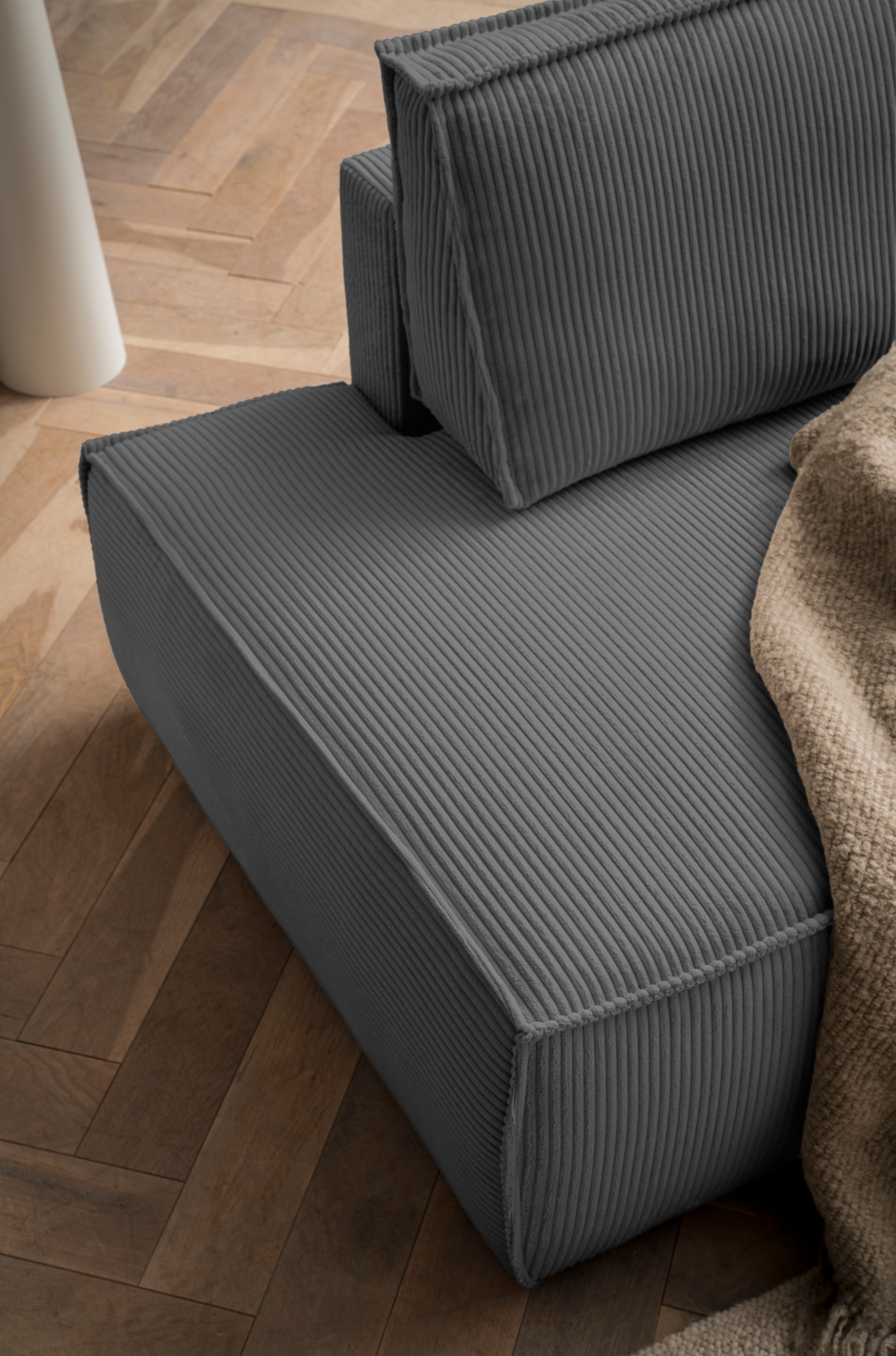 Home affaire Ecksofa »SHERWOOD, Schlafsofa in L-Form offen (275cm), Cord, Leinenoptik«, Schlaffunktion und Bettkasten, Kedernaht, hoher Sitz- & Liegekomfort