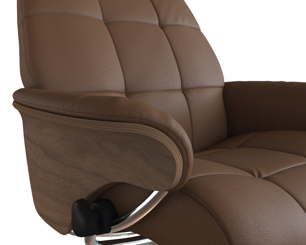 FLEXLUX Relaxsessel »Skagen, Funktionssessel, Premium-Komfort, Armlehnen, Drehbar, Scandi«, Rücken- und Kopfteilverstellung, Fuß Alu, Armlehne Eiche, Drehbar