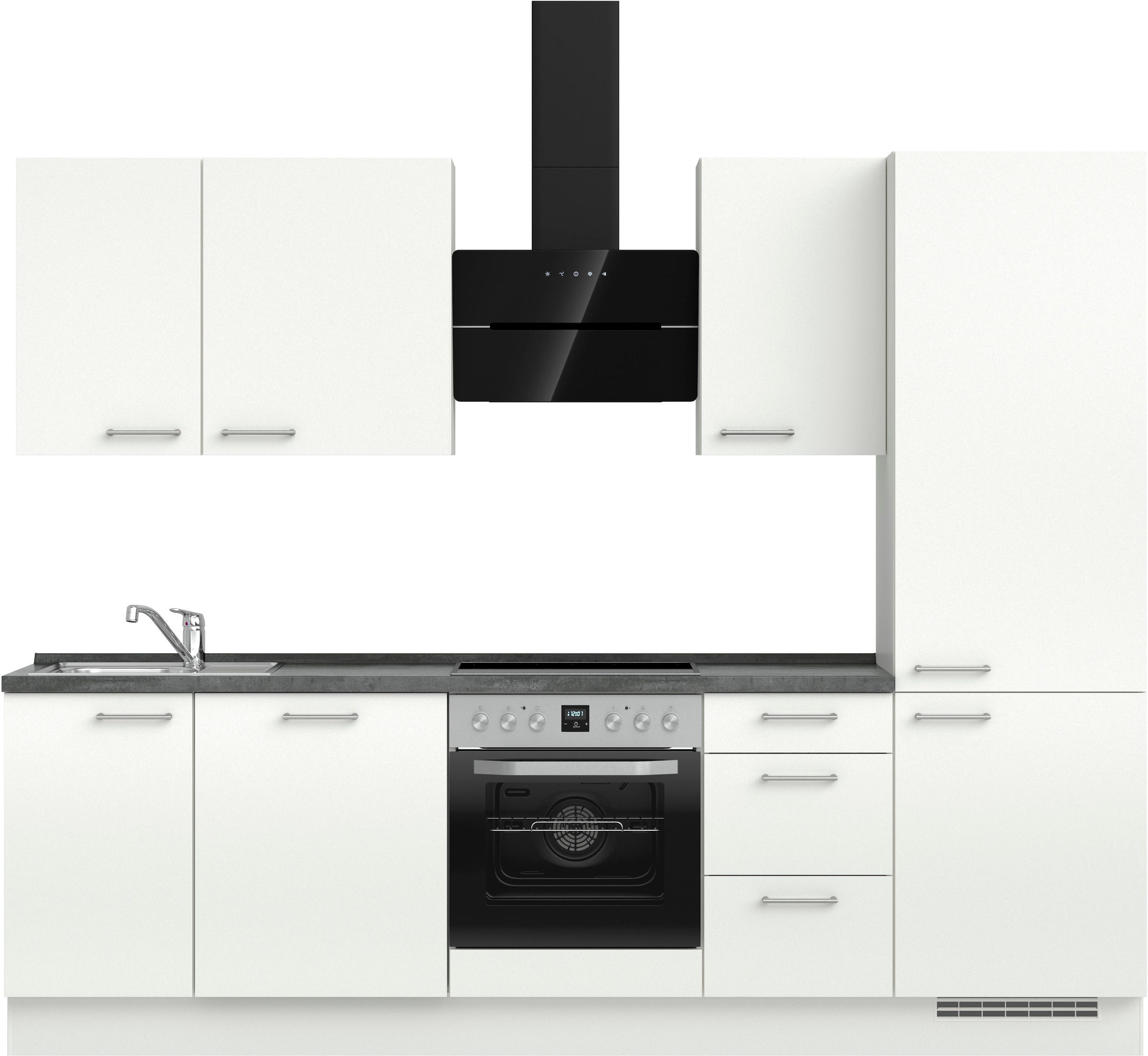 nobilia® Küchenzeile »"Laser II", Ausrichtung wählbar, Breite 270 cm«, vormontiert, wahlw. mit unterschiedlichen E-Geräten-Sets