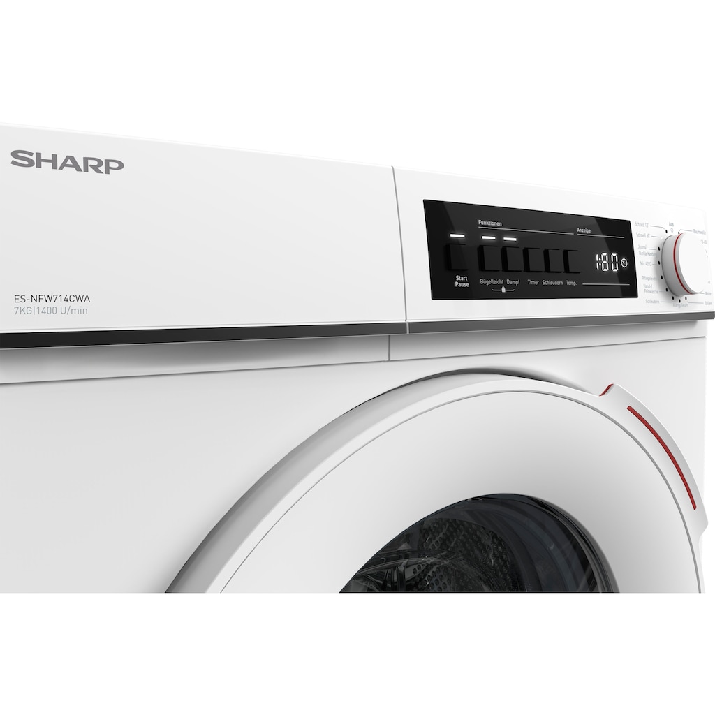 Sharp Waschmaschine »ES-NFW714CWA-DE«, ES-NFW714CWA-DE, 7 kg, 1400 U/min