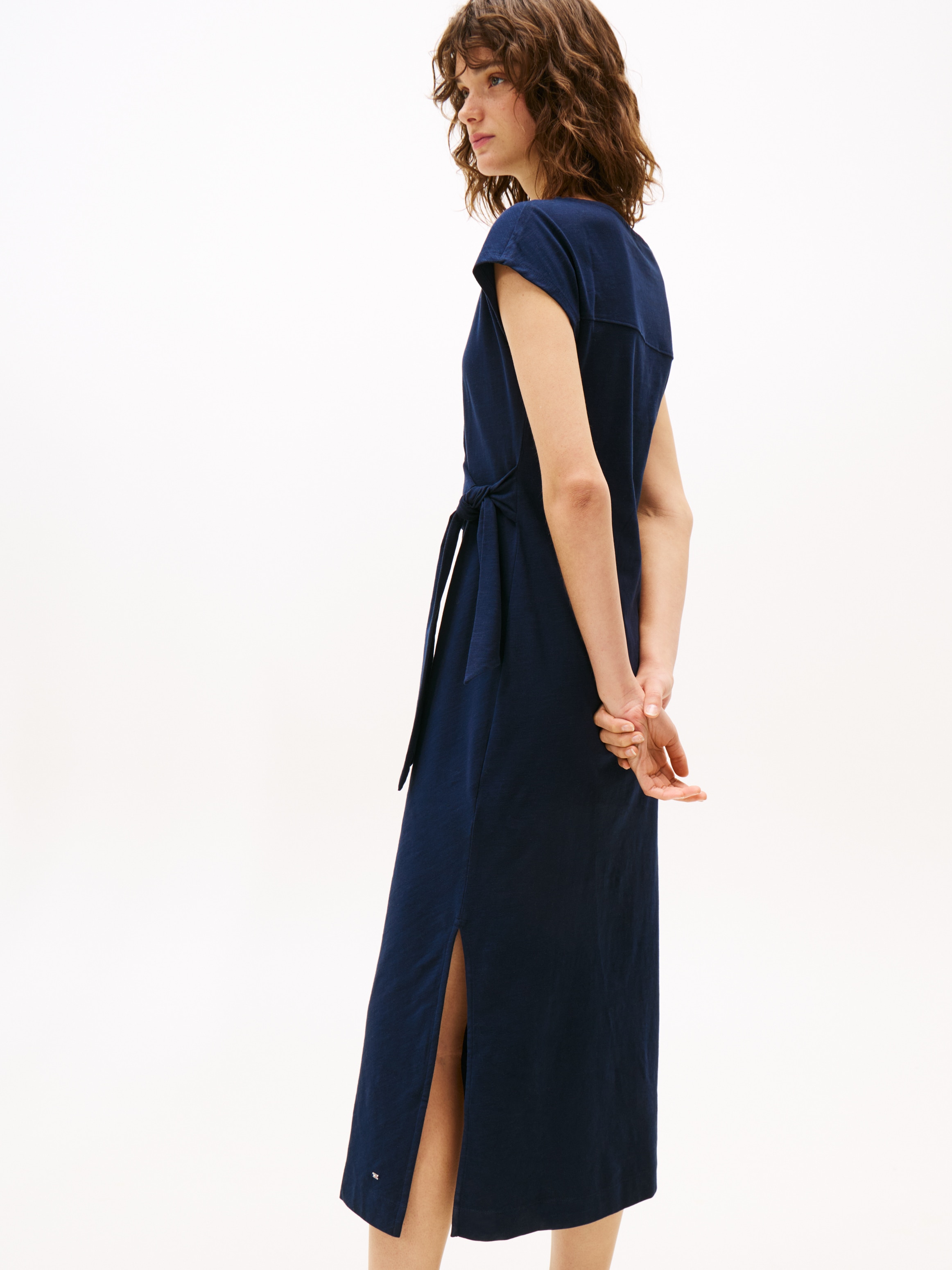 Tommy Hilfiger Midikleid »KNOT BOAT-NK MIDI DRESS SS«, mit Knotendetail