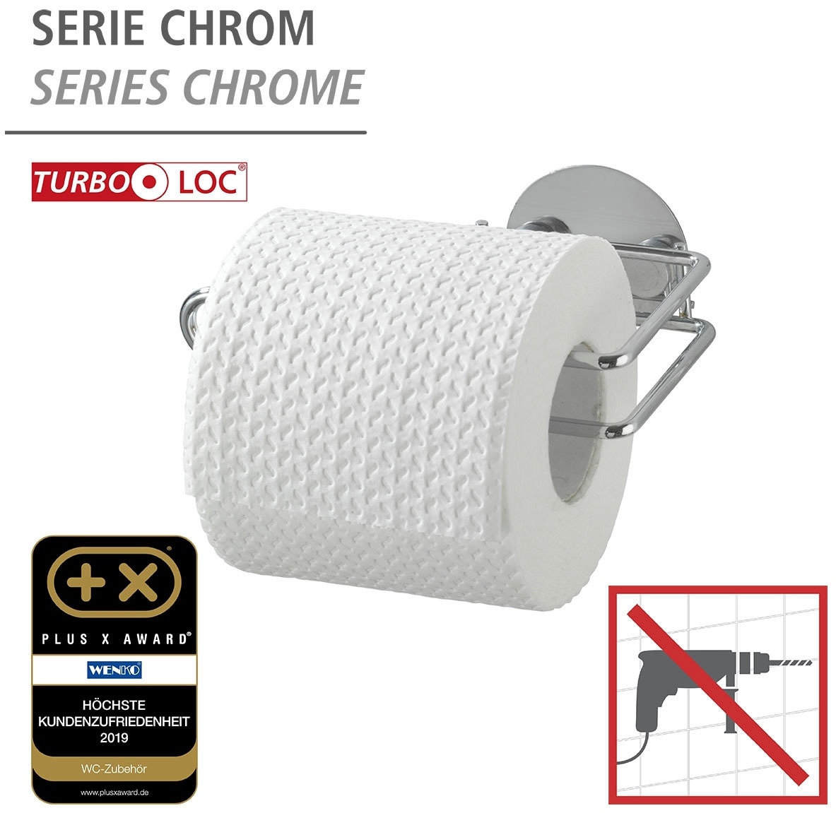 WENKO Toilettenpapierhalter »Turbo-Loc®«, Befestigen ohne bohren