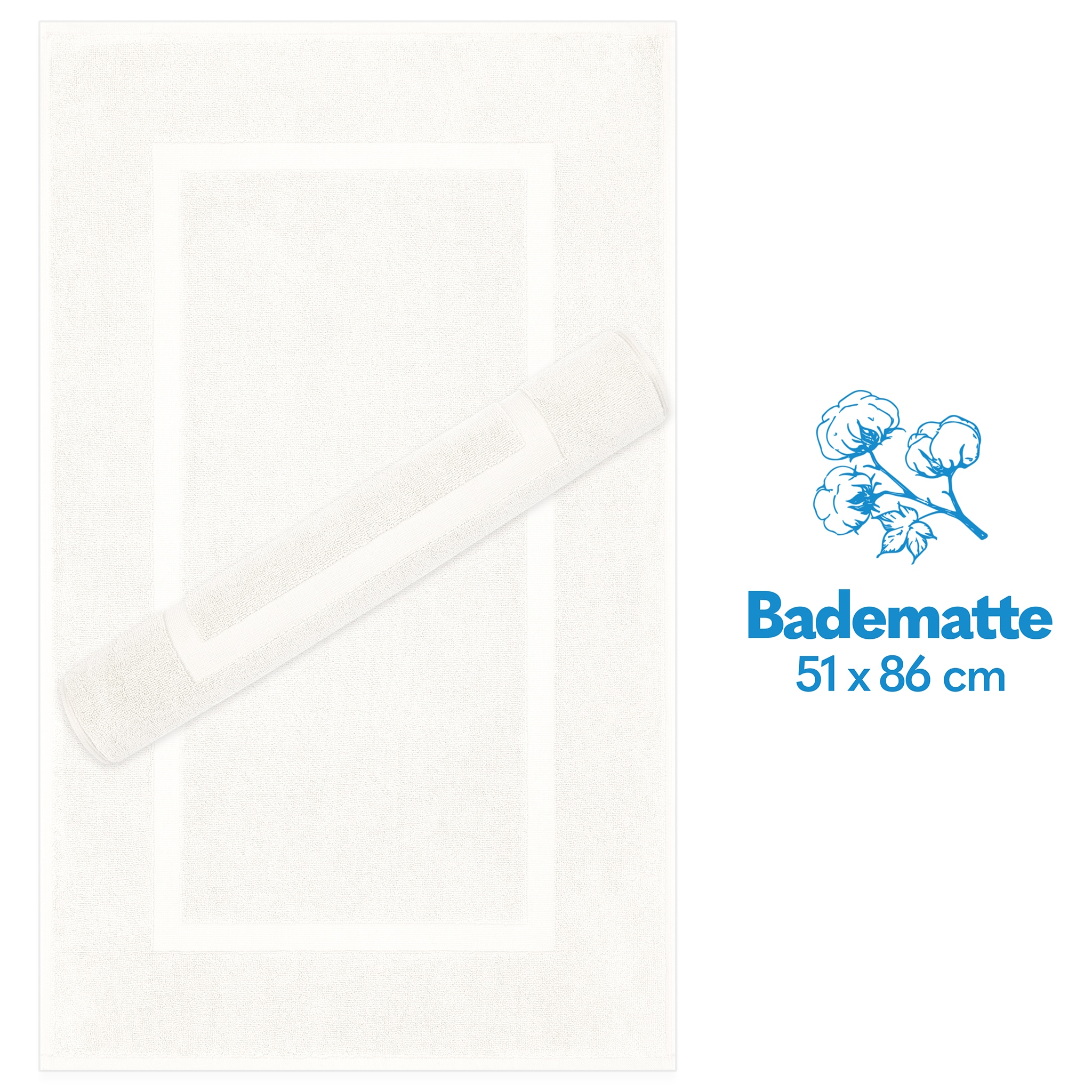 HAMMETEX Badematte »Hotelmatte, Duschvorleger« Höhe 5 mm rutschhemmend beschichtet beidseitig nutzbar 2-teiliges Set, einfarbig, 100% Baumwolle