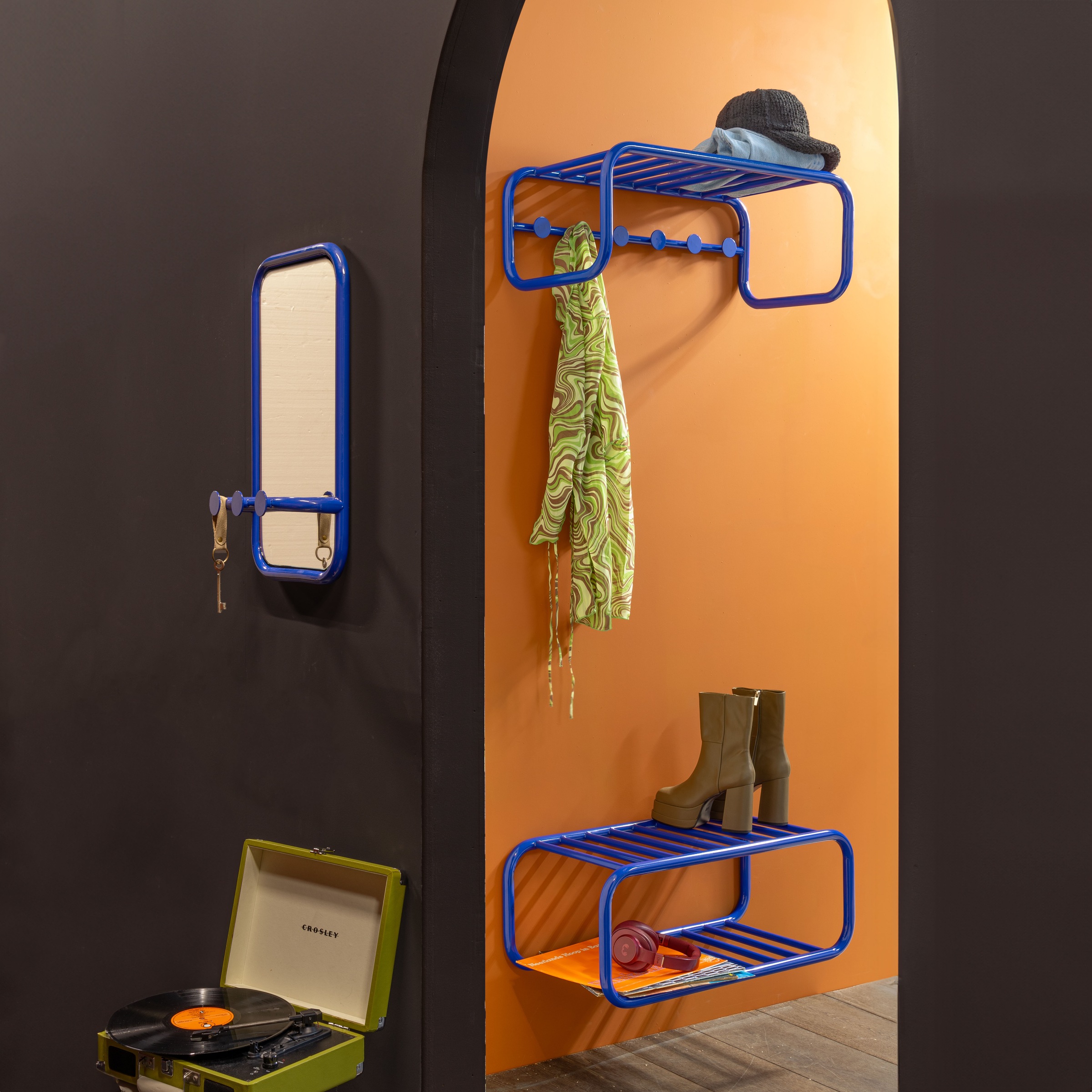Spinder Design Wandspiegel »RETRO«, (1 St.), Retro Spiegel mit 3 Haken