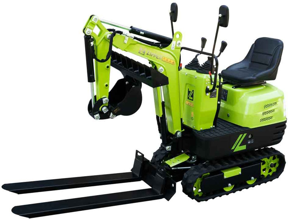 ZIPPER Minibagger Set,  6,3 kW Benzinmotor mit Elektrostarter