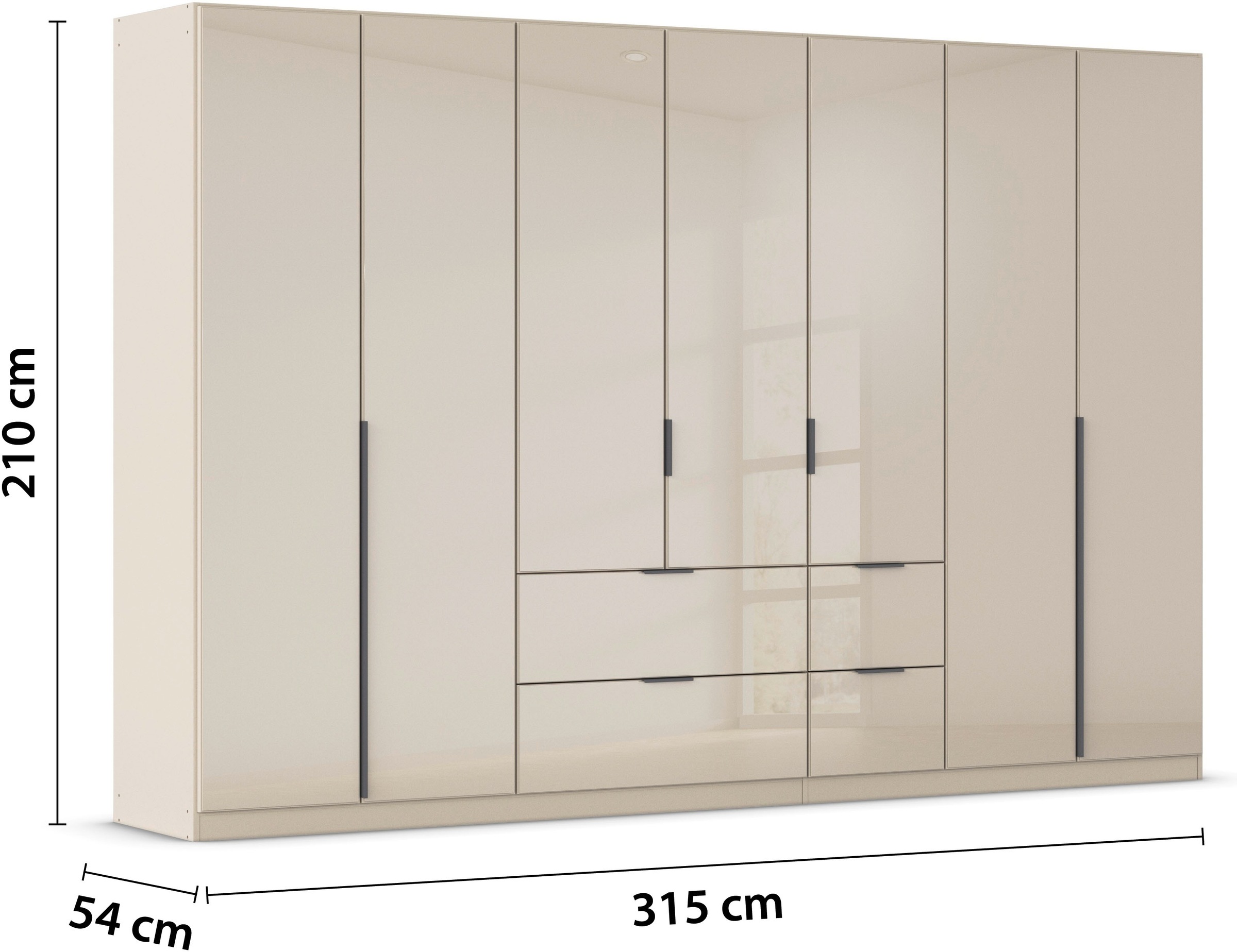 rauch Drehtürenschrank »Kleiderschrank Kleiderschränke Schrank Garderobe AGORDO mit Glasfront«, (in zwei Griff-Farben mit Glasfront), mit Außenschubkästen, in 6 Breiten und 2 Höhen MADE IN GERMANY