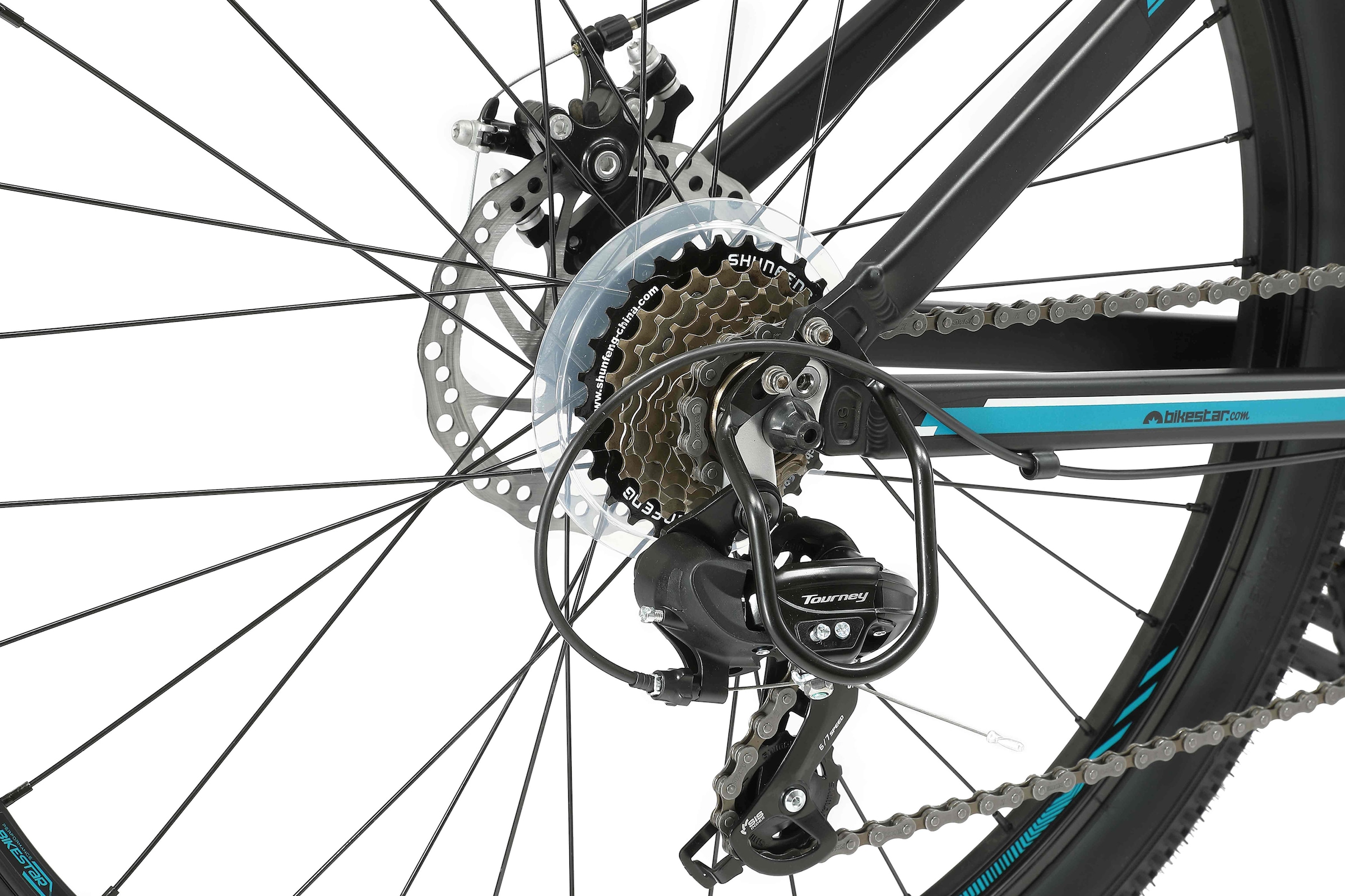 Bikestar Mountainbike, 21 Gang, Shimano, RD-TY300 Schaltwerk, Kettenschaltung, für Damen und Herren, Kettenschaltung
