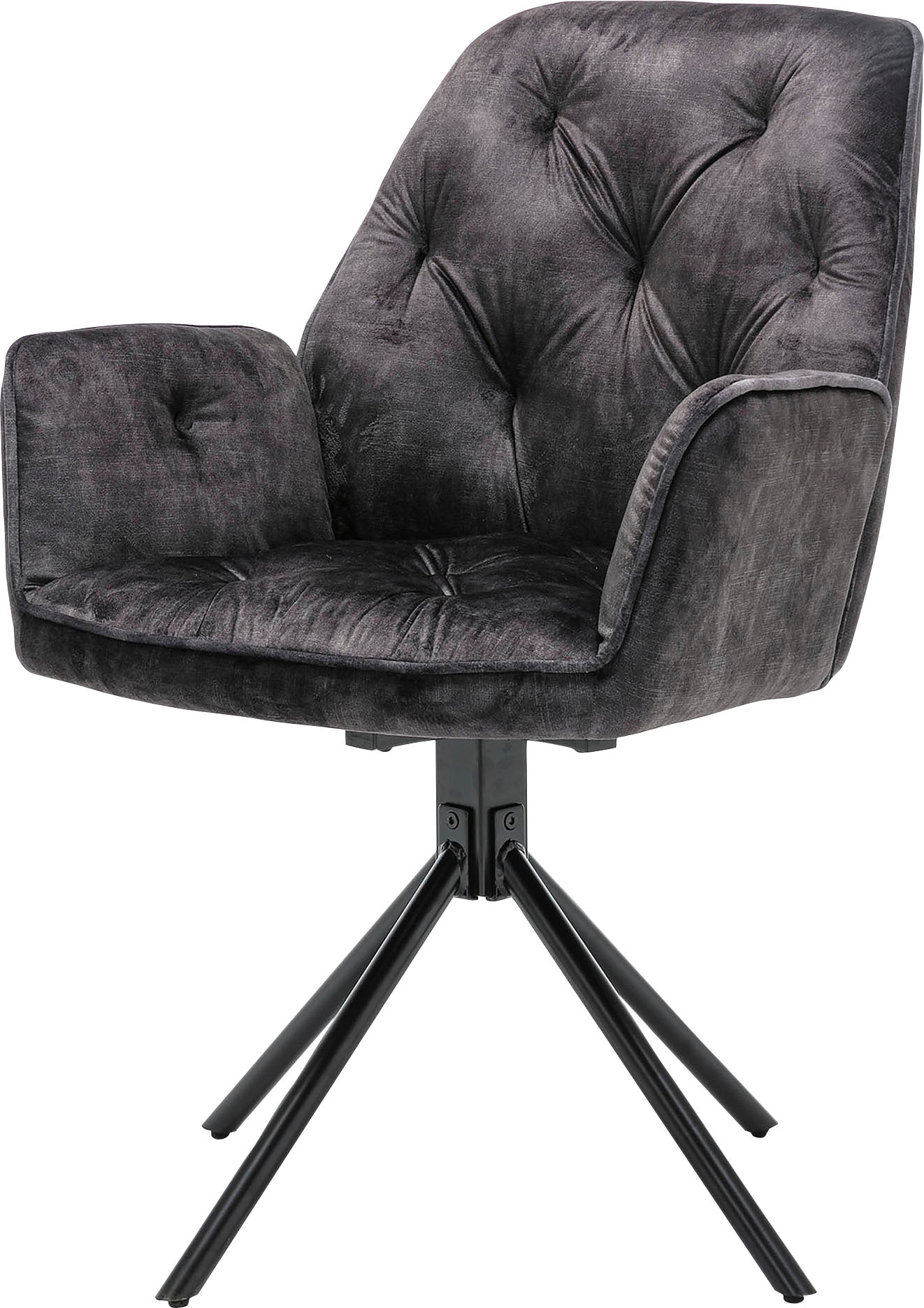 byLIVING Esszimmerstuhl »Sarina«, (Set), 2 St., Samtstoff Velvet, 2er-Set, hochwertiger Vintage-Samt Bezug mit Steppung, 360Grad drehbar