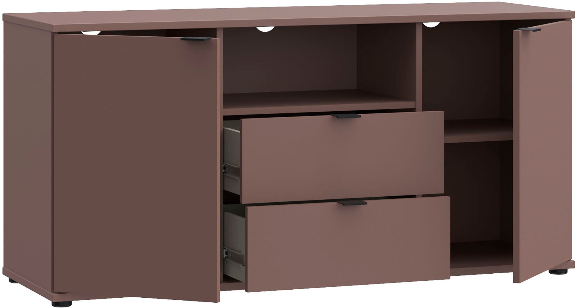FORTE Lowboard »Ganymede«, (Breite 129,8cm), TV Board, Stauraum, Schublade; Metallgriffe, Kabelführung