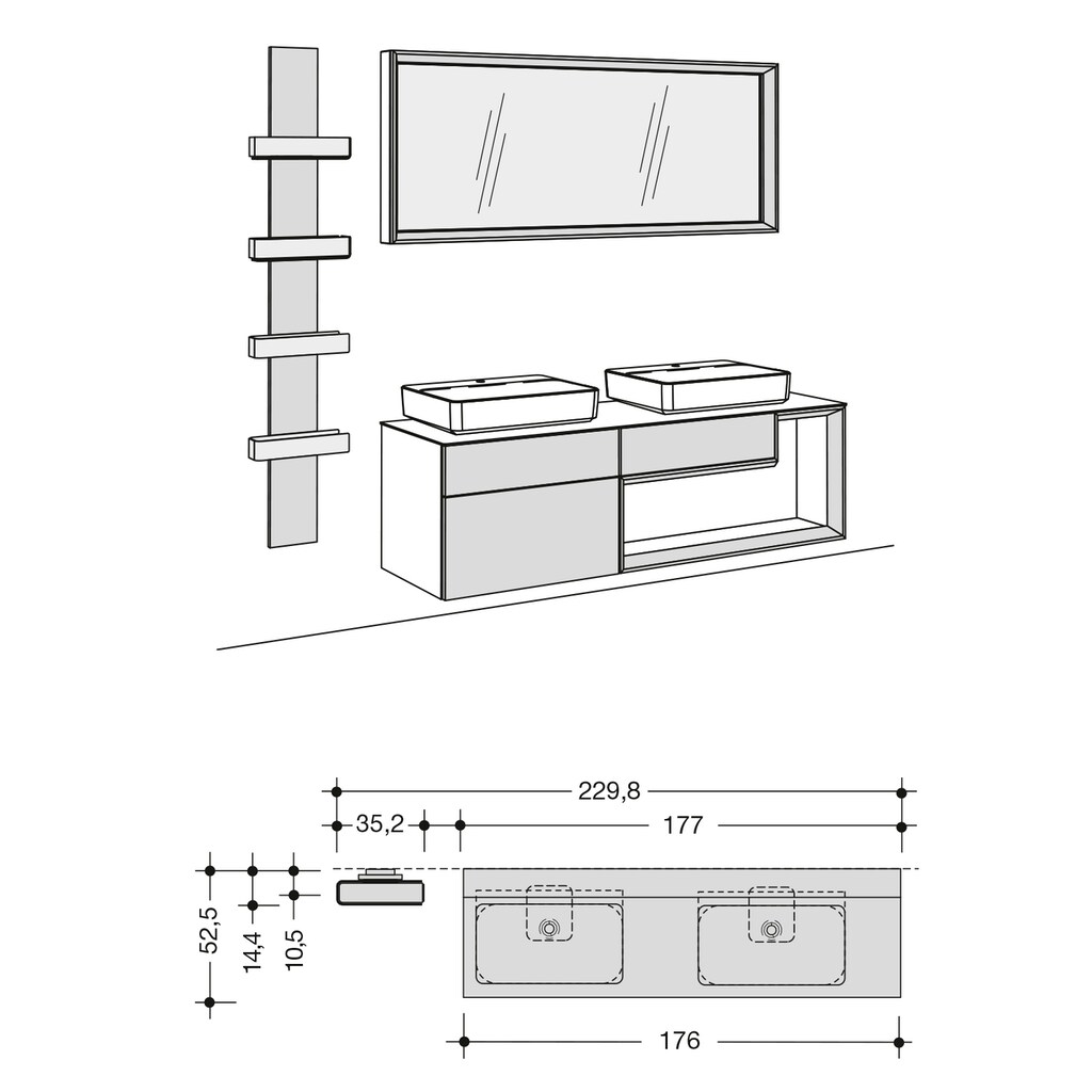 hülsta Badmöbel-Set »Tetrim«, (Set, 3 St.)