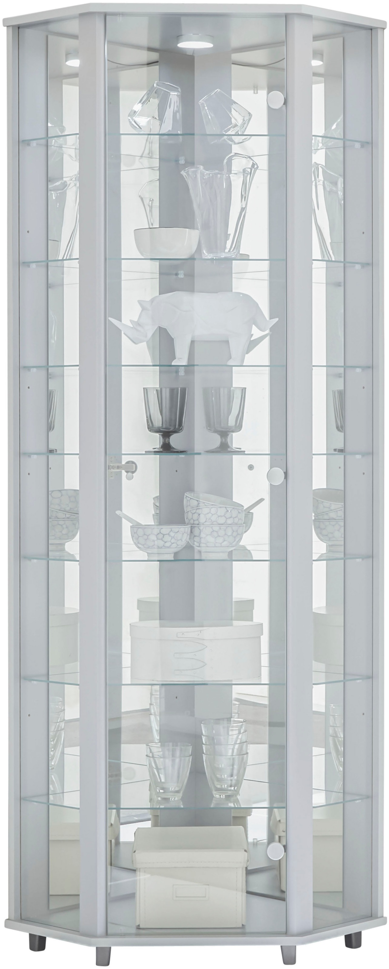 fif möbel Eckvitrine »TRIO Höhe ca. 172 cm, ink. Beleuchtung«, Eckvitrine/G günstig online kaufen