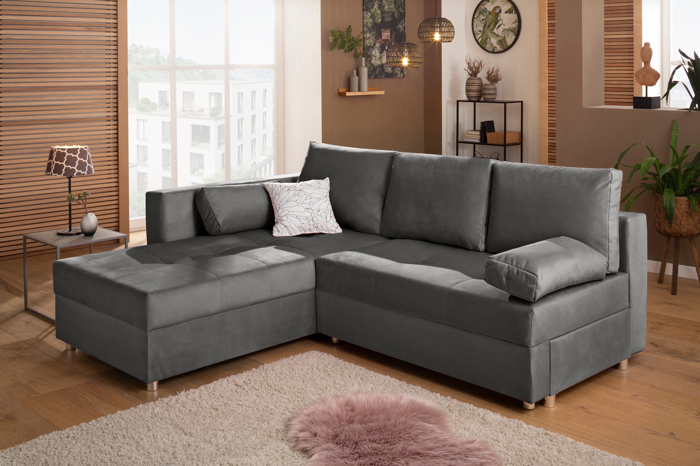 Home affaire Ecksofa »Italia L-Form« mit Bettfunktion und Bettkasten, Feder günstig online kaufen