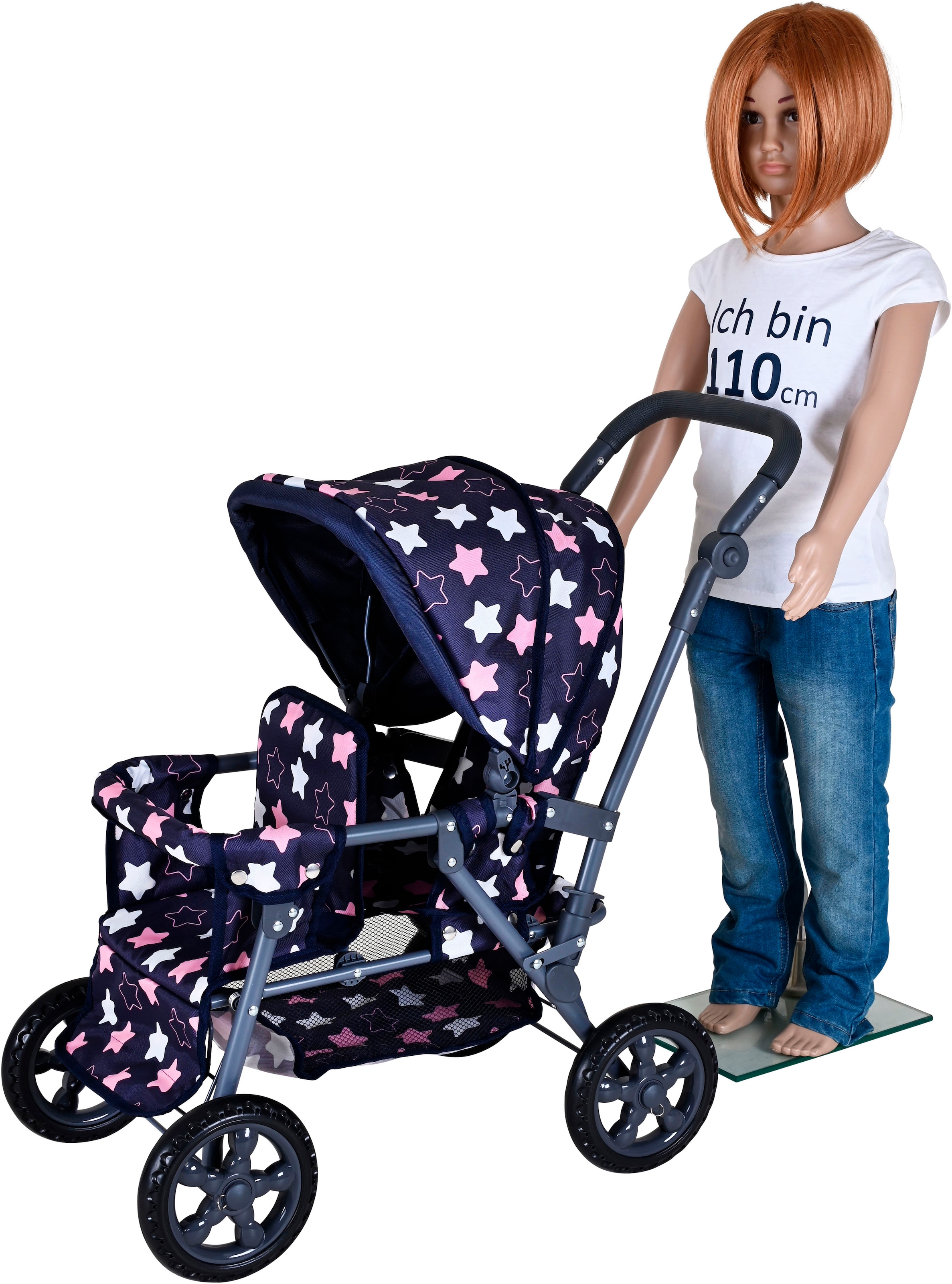 Knorrtoys® Zwillingspuppenwagen »Big Twin - star blue pink«