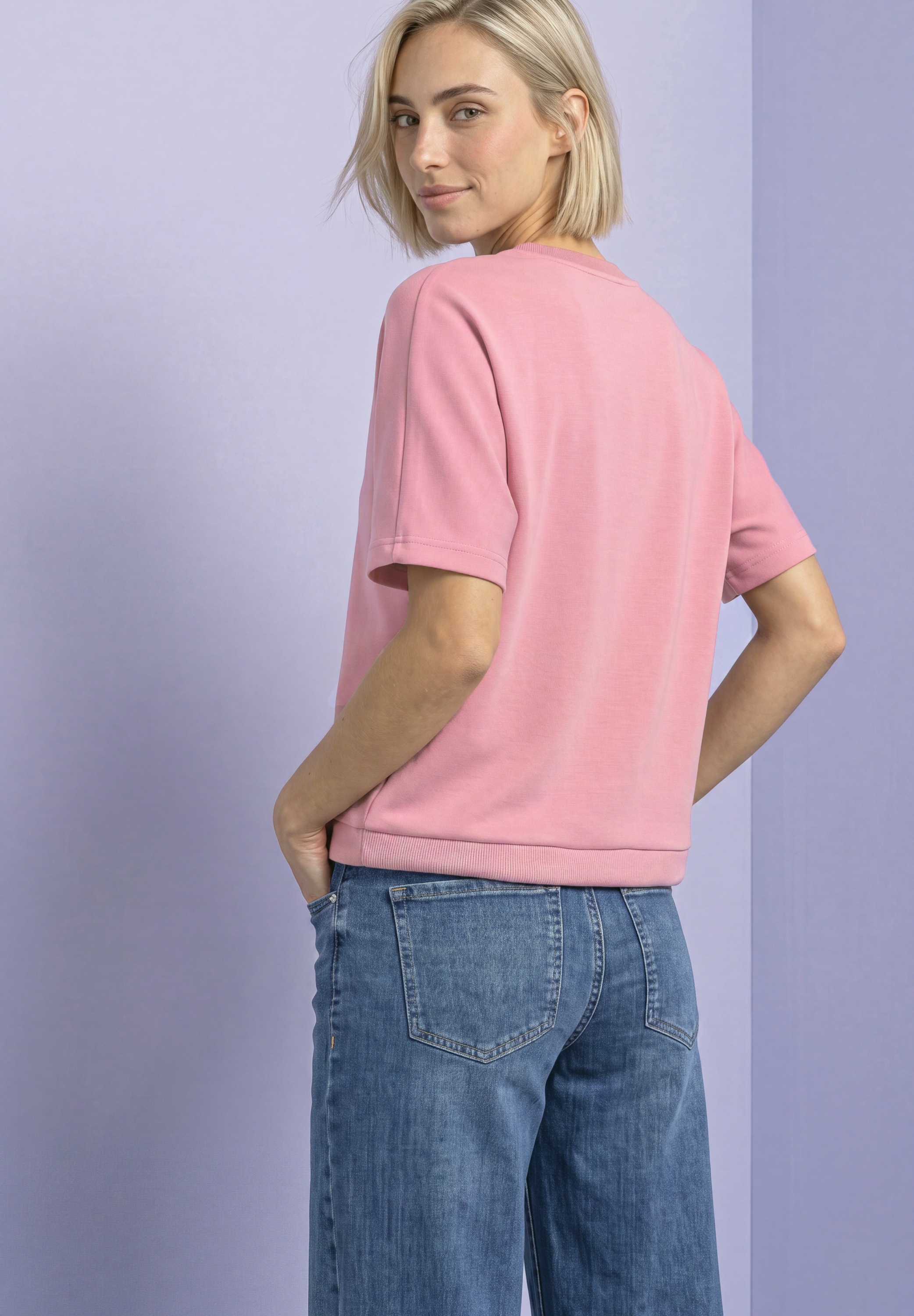 STREET ONE T-Shirt mit Tunnelzug am Saum, im Silk-Look