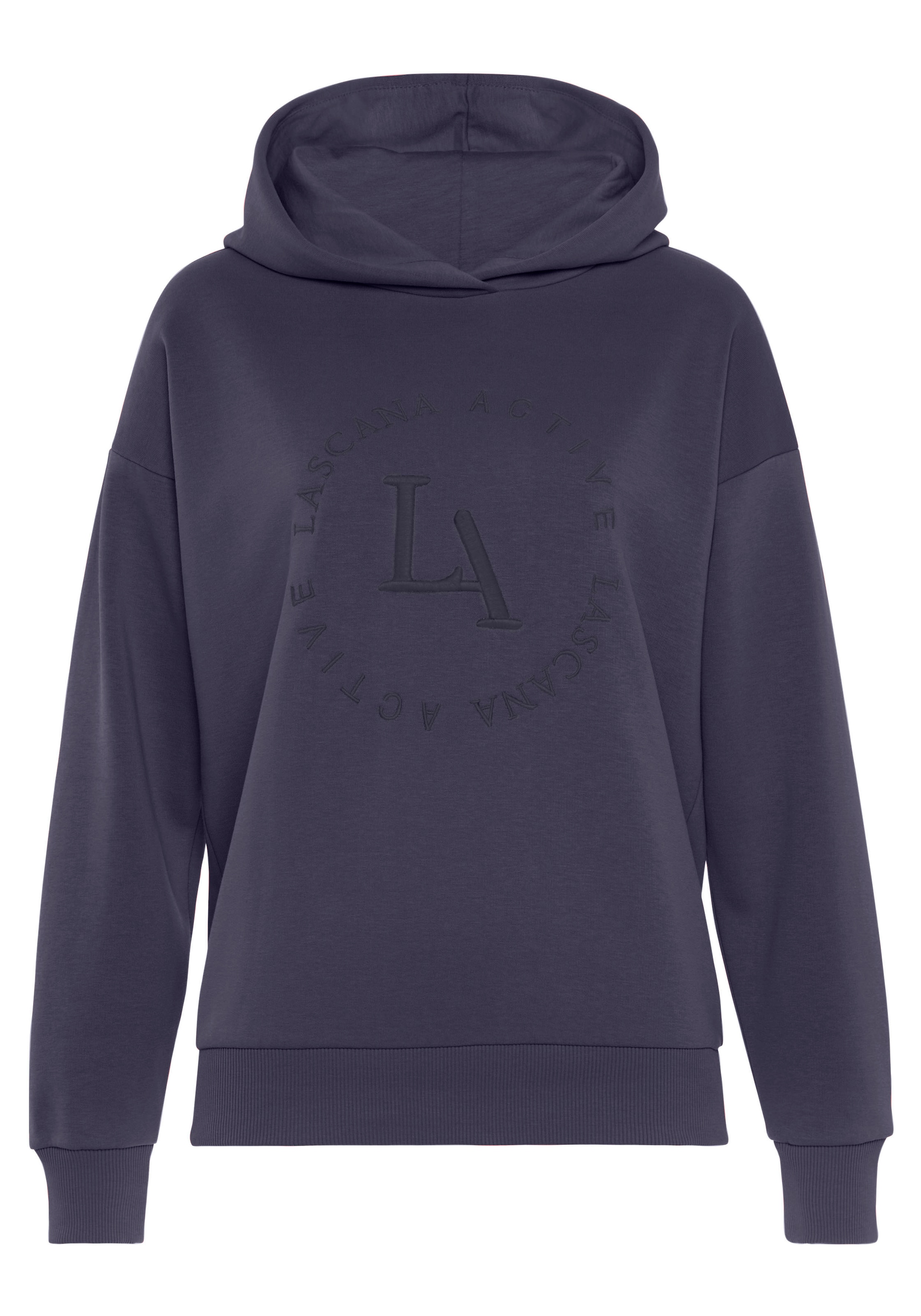 LASCANA ACTIVE Kapuzensweatshirt, Performance Hoodie mit runder Logostickerei und weichen Rippbündchen