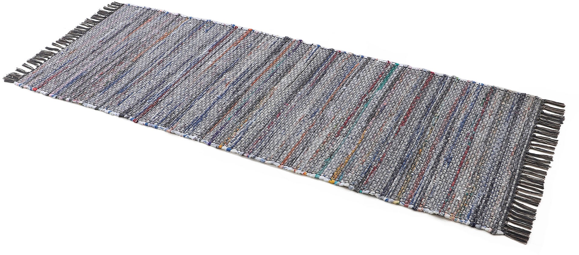 carpetfine Teppich »Kelim Chindi, Wendeteppich«, rechteckig, 6 mm Höhe, handgewebt, Fleckerlteppich mit Fransen, auch vielen in Läufergrößen