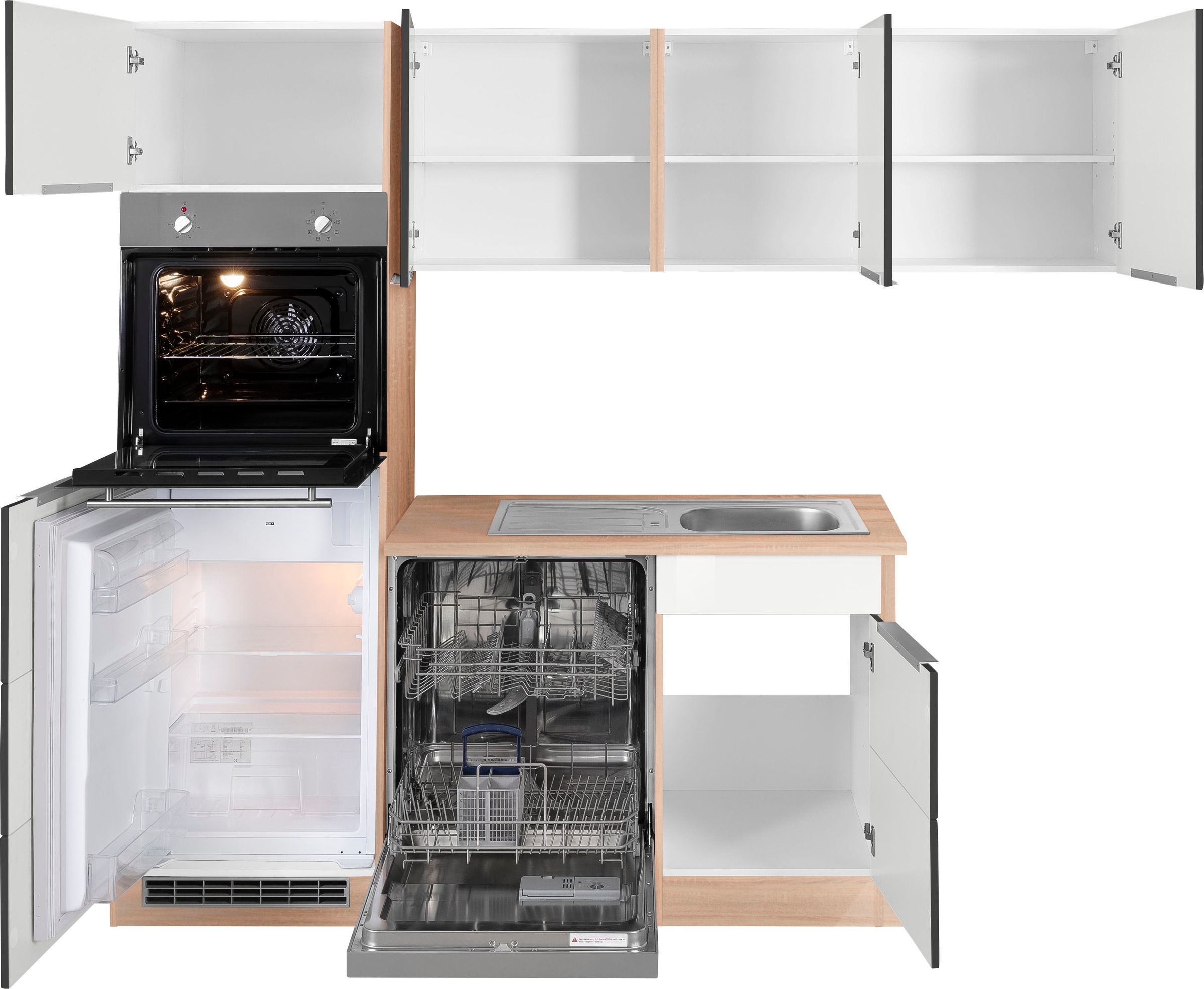 KOCHSTATION Winkelküche »KS-Brindisi Stellbreite 230/170 cm«, wahlweise mit E-Geräten und Induktion, mit MDF-Fronten