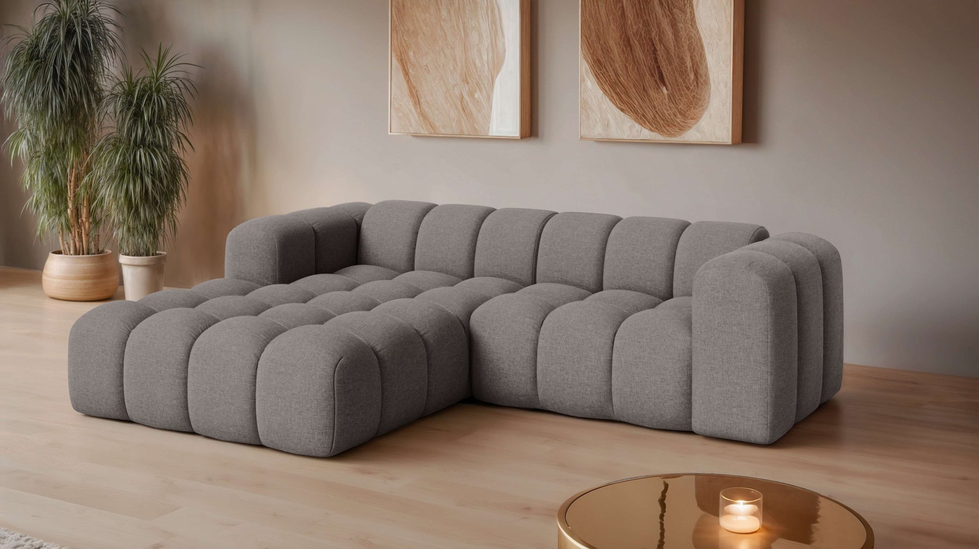 OTTO home Ecksofa »KALLIE Design-Sofa mit Wellenunterfederung, Bubble-Optik günstig online kaufen