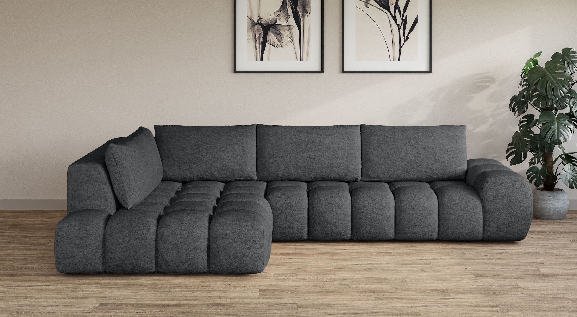 OTTO home Ecksofa »AZITA L-Form, XXL 352 cm Designsofa in Bubble-Opitk« los günstig online kaufen