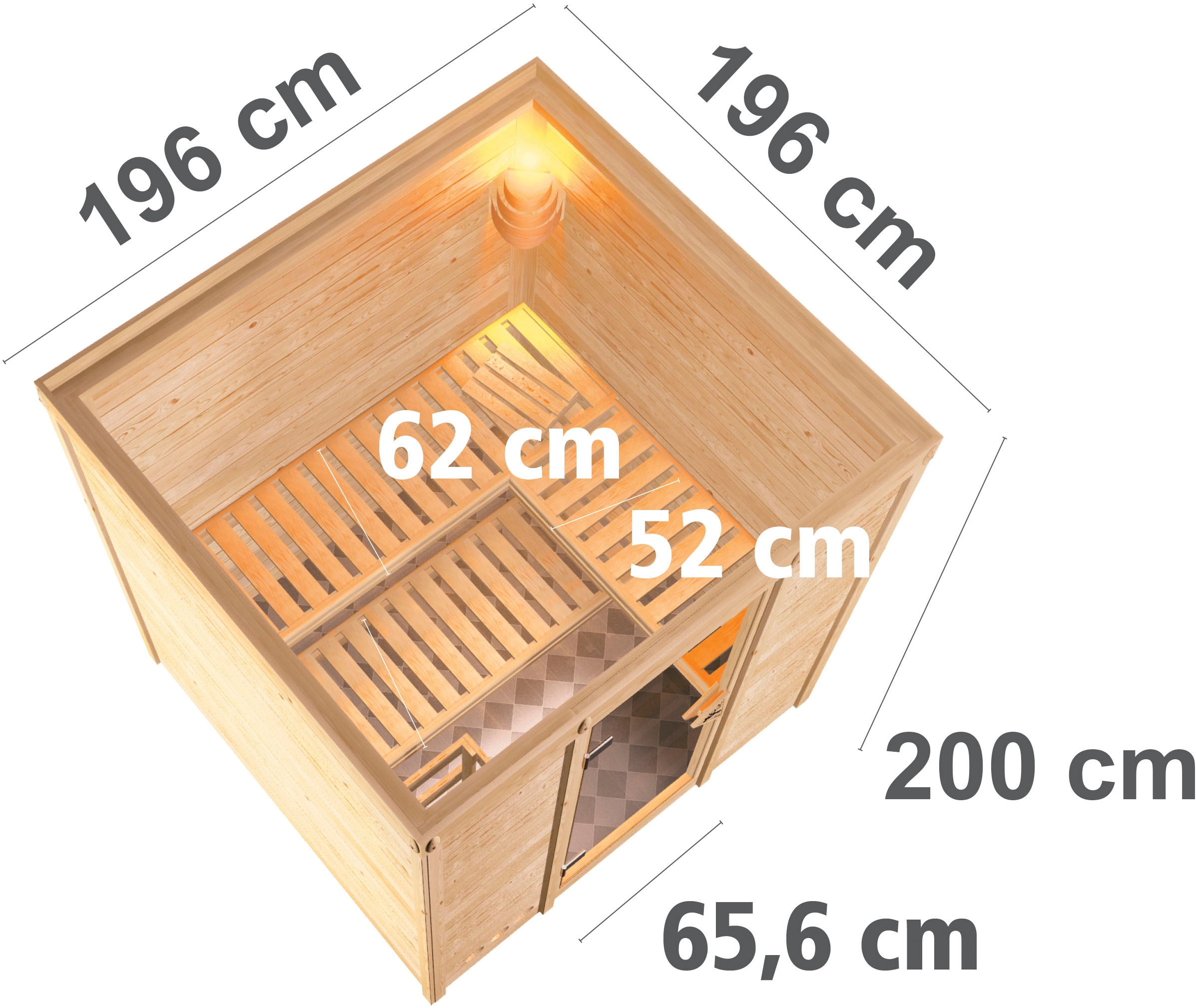 Karibu Sauna »Menja« Set,  Ofen 9 KW externe Strg easy