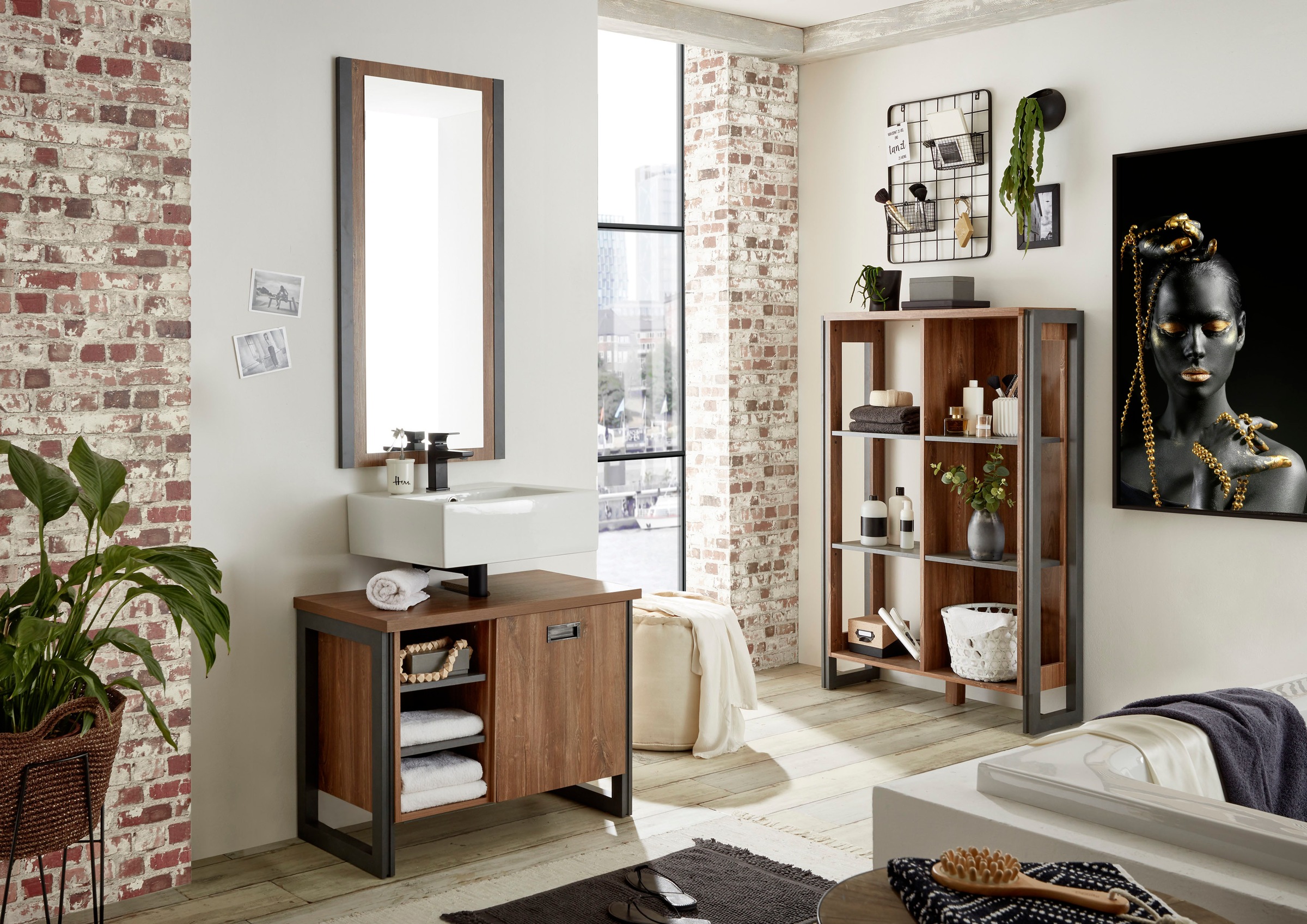 Home affaire Badmöbel-Set »Detroit, Bad im Industrialdesign, 3-teiliges Bad günstig online kaufen