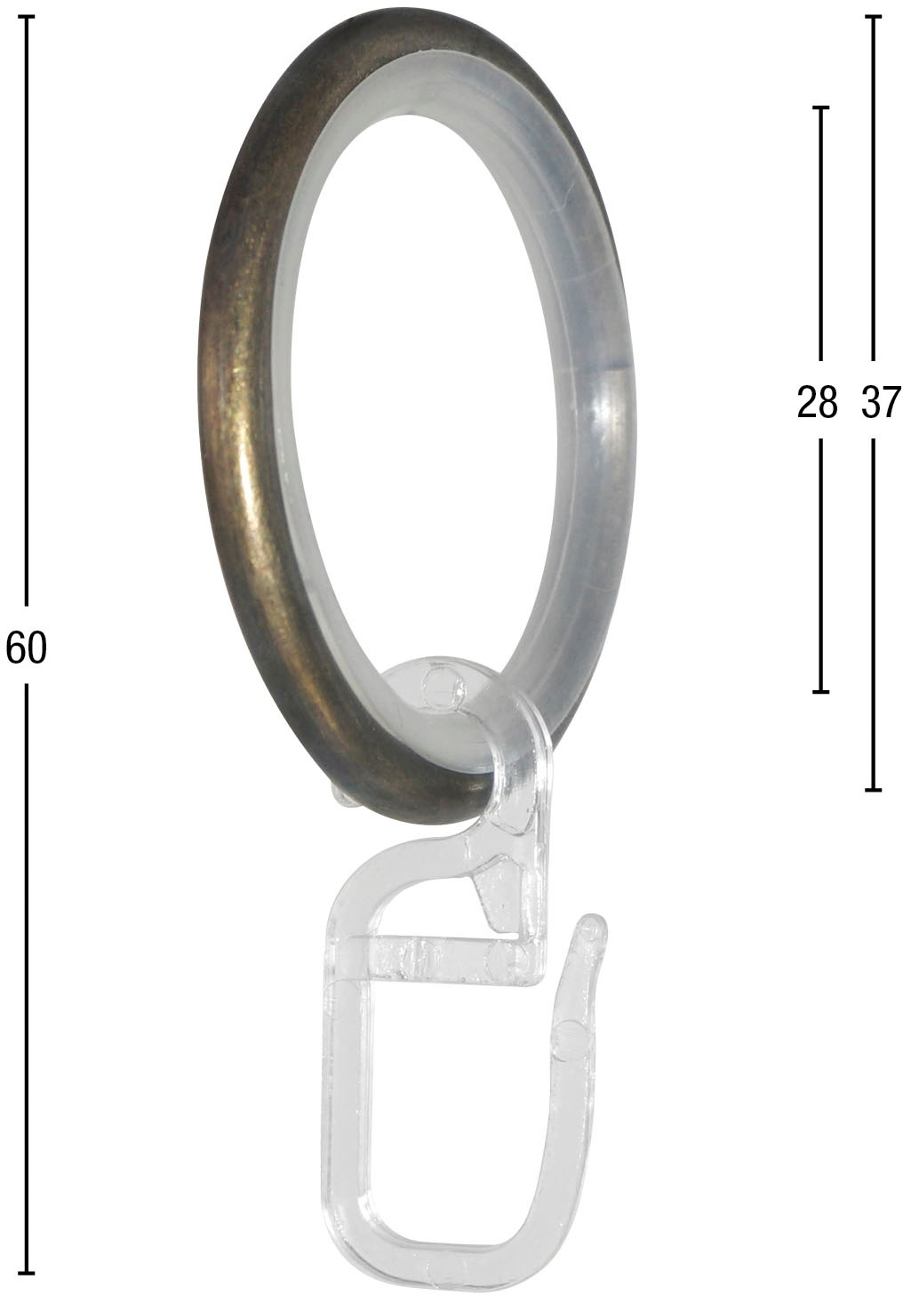 GARESA Gardinenring »Ring mit Haken«, (20 St.), für Durchmesser bis 20mm, einfache Montage