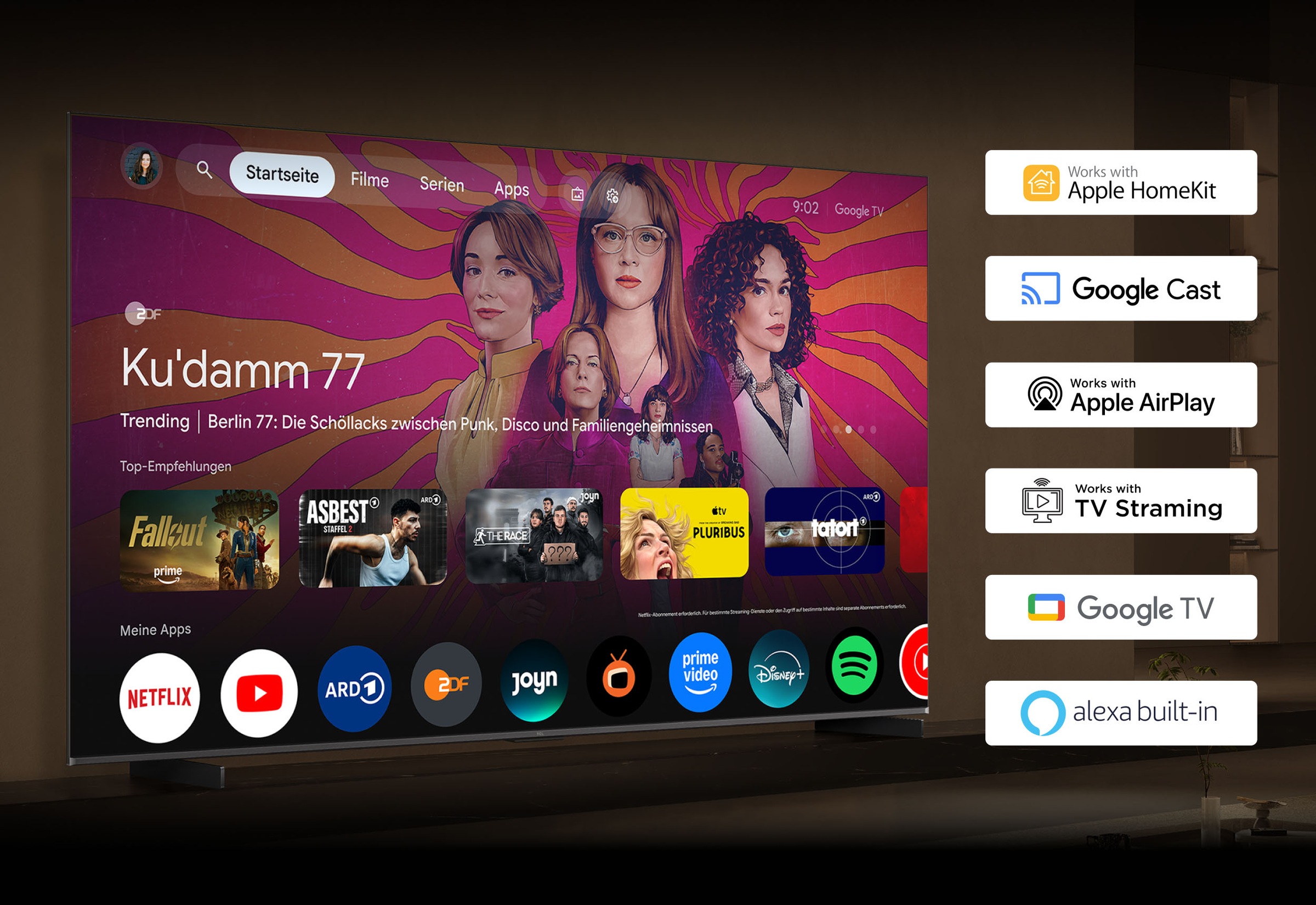 TCL Mini-LED-Fernseher »85T8D« 215 cm/85 ″ Smart-TV QD-Mini LED, AiPQ Pro Prozessor, 144Hz, ONKYO 2.1, Apple AirPlay 2