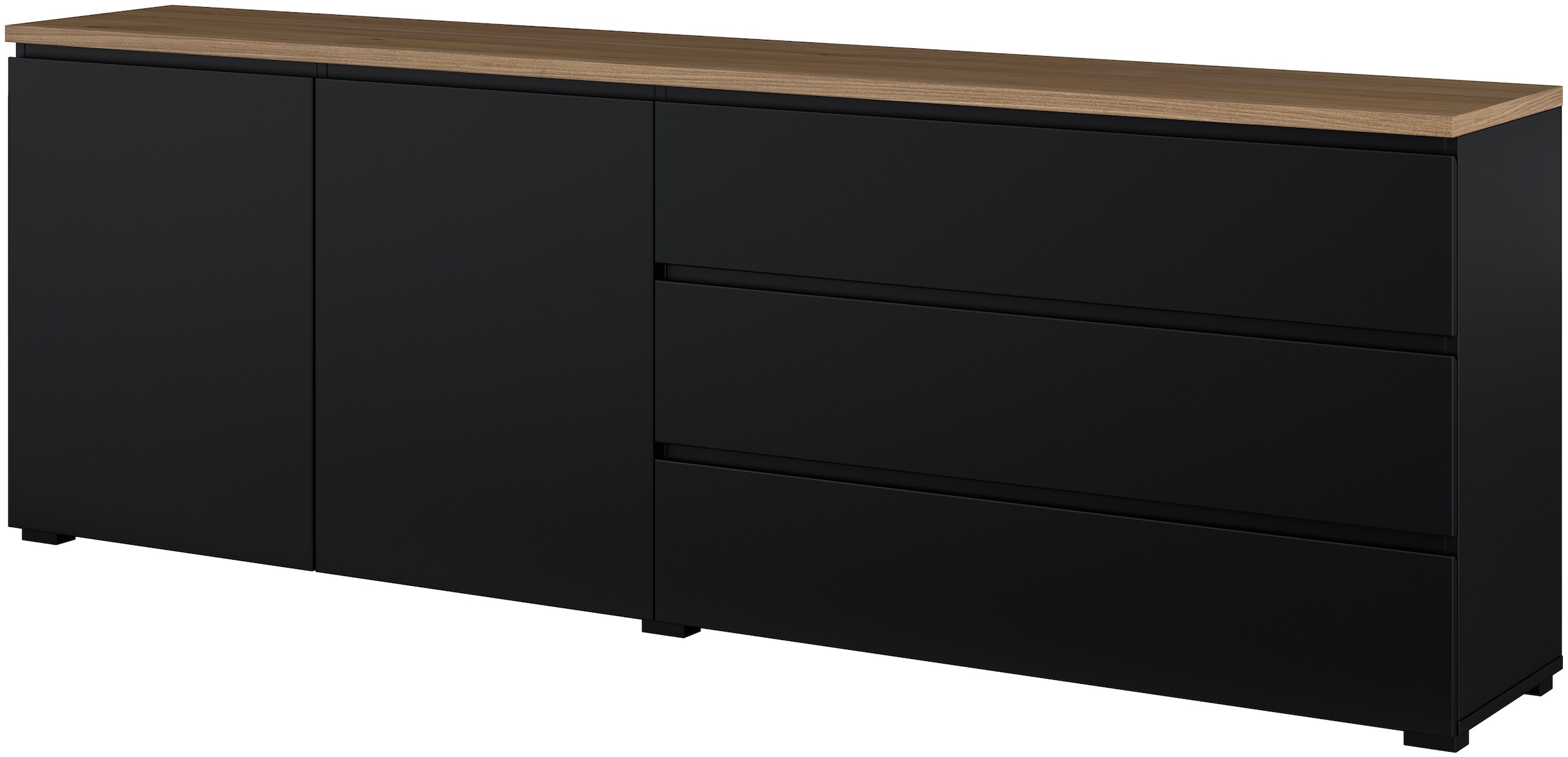 OTTO home Sideboard »Modo, Breite 200 cm, moderne grifflose Kommode 2Türen/3 SK« Schubladenkommode mit viel Stauraum, Einlegeböden verstellbar