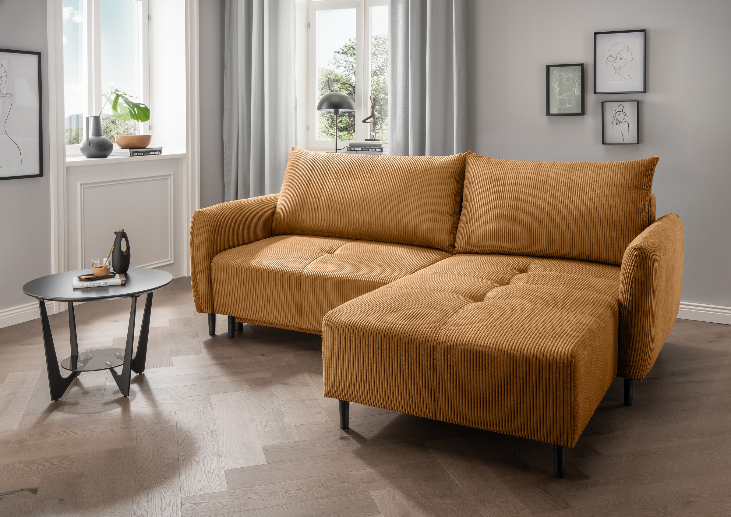 INOSIGN Ecksofa »Mara, L-Form, aktueller Cord Bezug und tolle Farben, schma günstig online kaufen