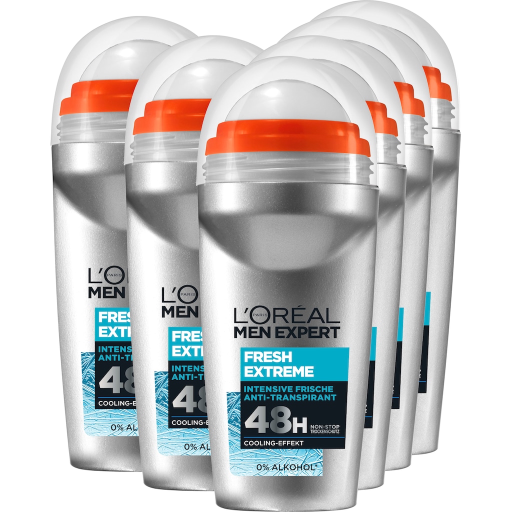 L'ORÉAL PARIS MEN EXPERT Deo-Roller »Deo Roll-on Extreme Fresh«, (Packung, 6 tlg.)