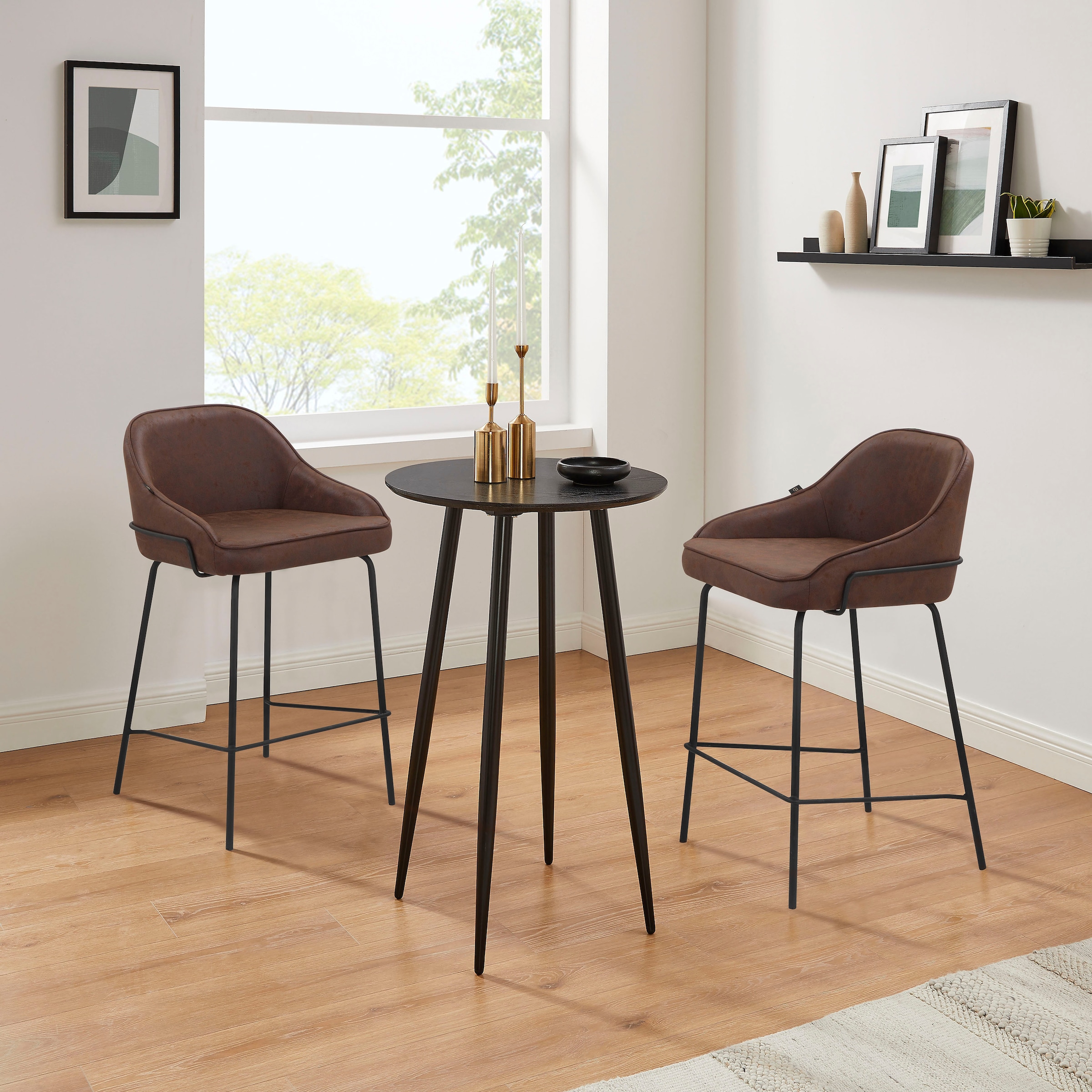 Leonique 4-Fußstuhl »Puant«, 2 St., Luxus-Microfaser, mit Stoff aus Polyester/recyceltem Polyester, Sitzhöhe 65 cm