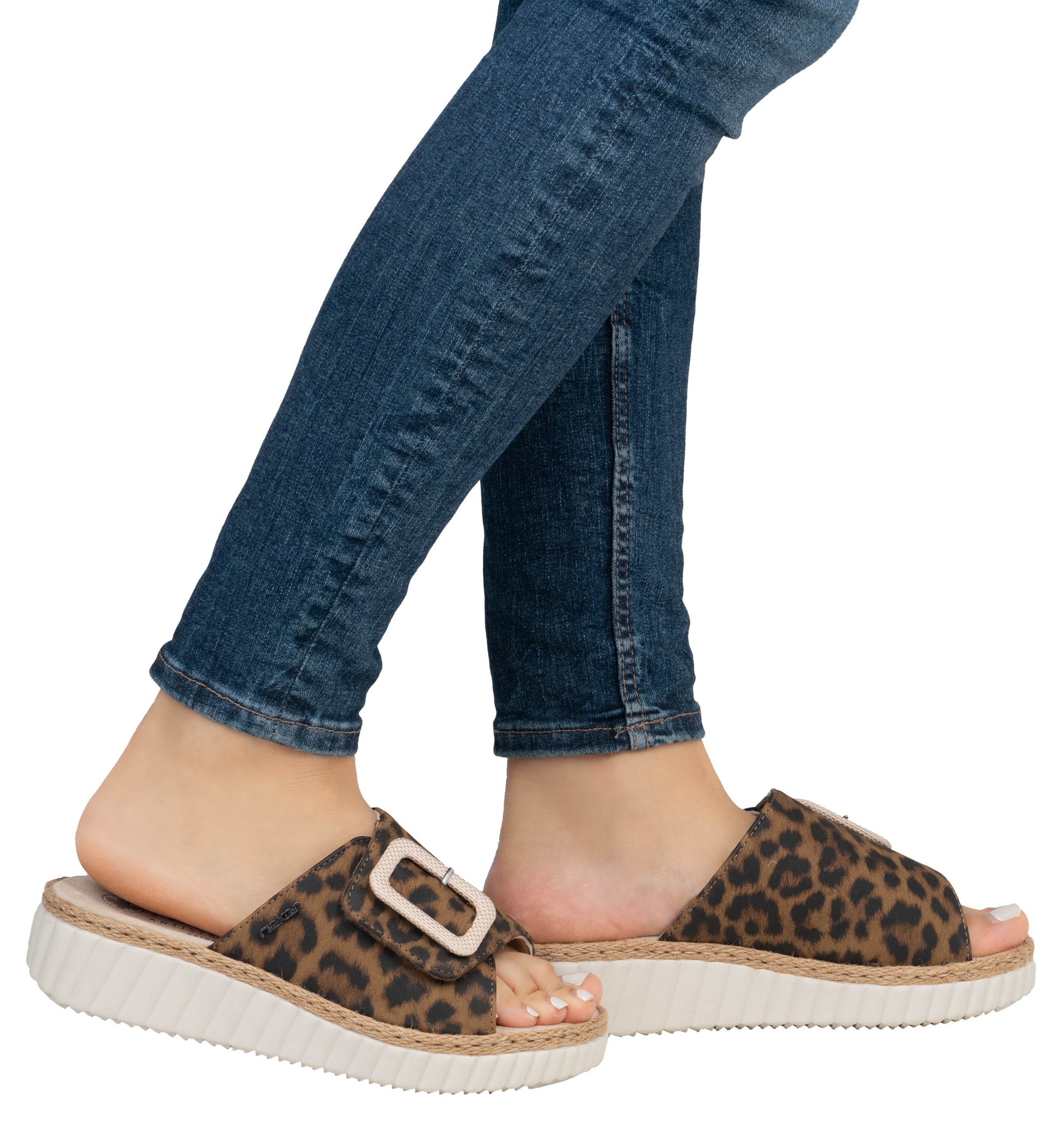 Rieker Pantolette, Sommerschuh, Strandschuh, Urlaubschuh, Hausschuh mit Klettverschluss