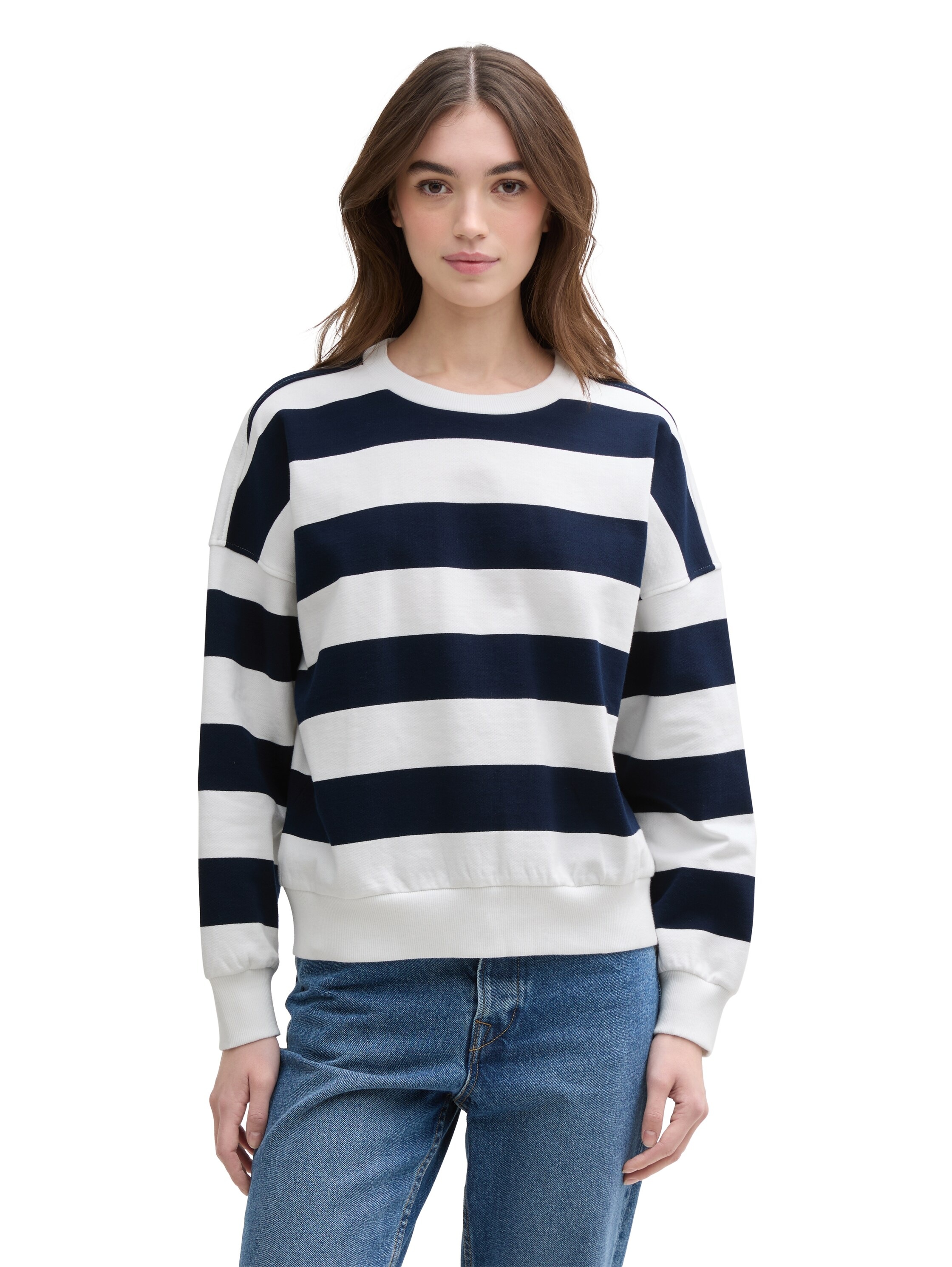 TOM TAILOR DENIM Sweatshirt aus weicher Baumwolle navy white L (40) L (40) Sweatshirt von TOM TAILOR DENIM