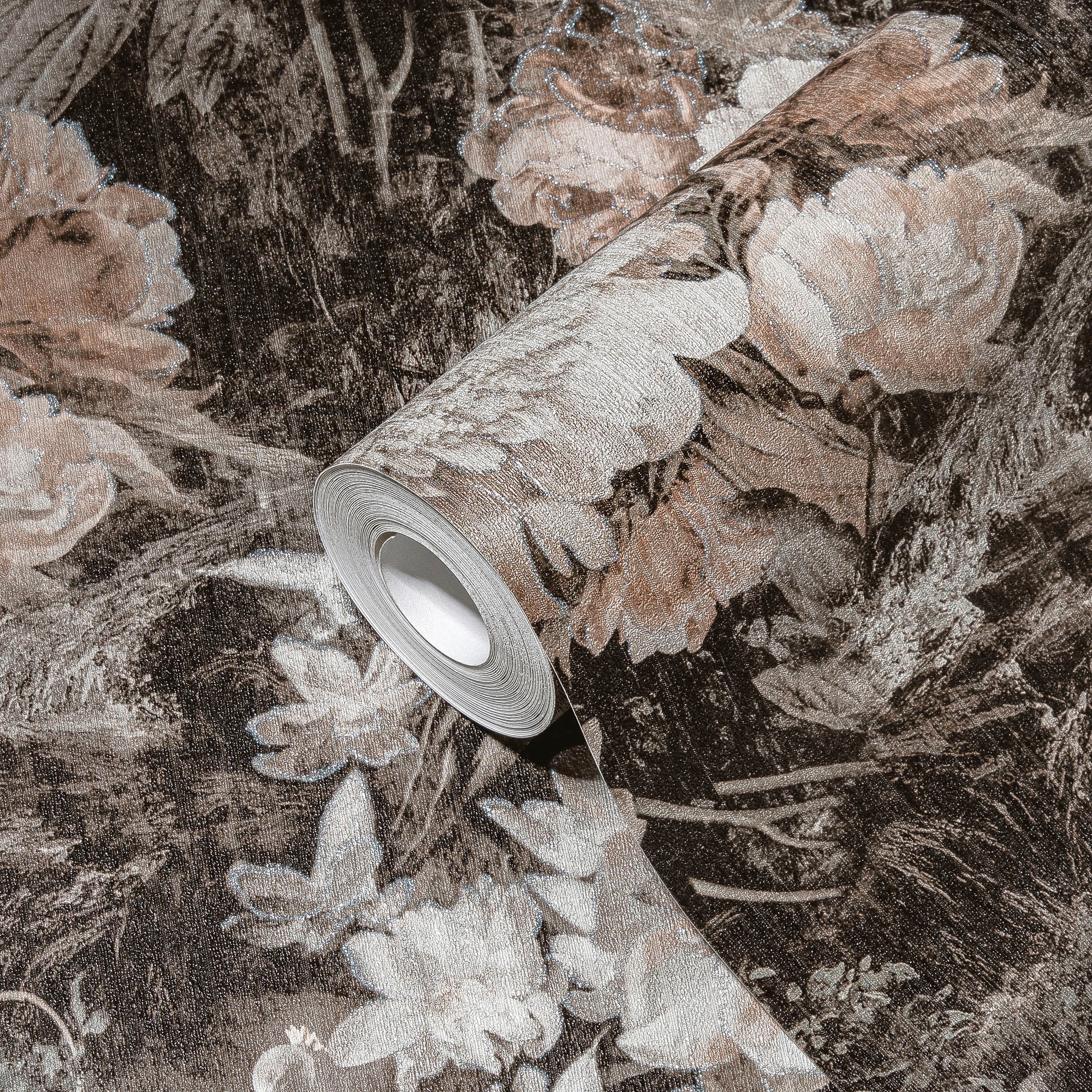 A.S. Création Vliestapete »THE BOS Blumentapete Floral«, leicht glänzend-gemustert-abstrakt, Blumenwand Tapeten Wohnzimmer Schlafzimmer Küche modern Design Optik