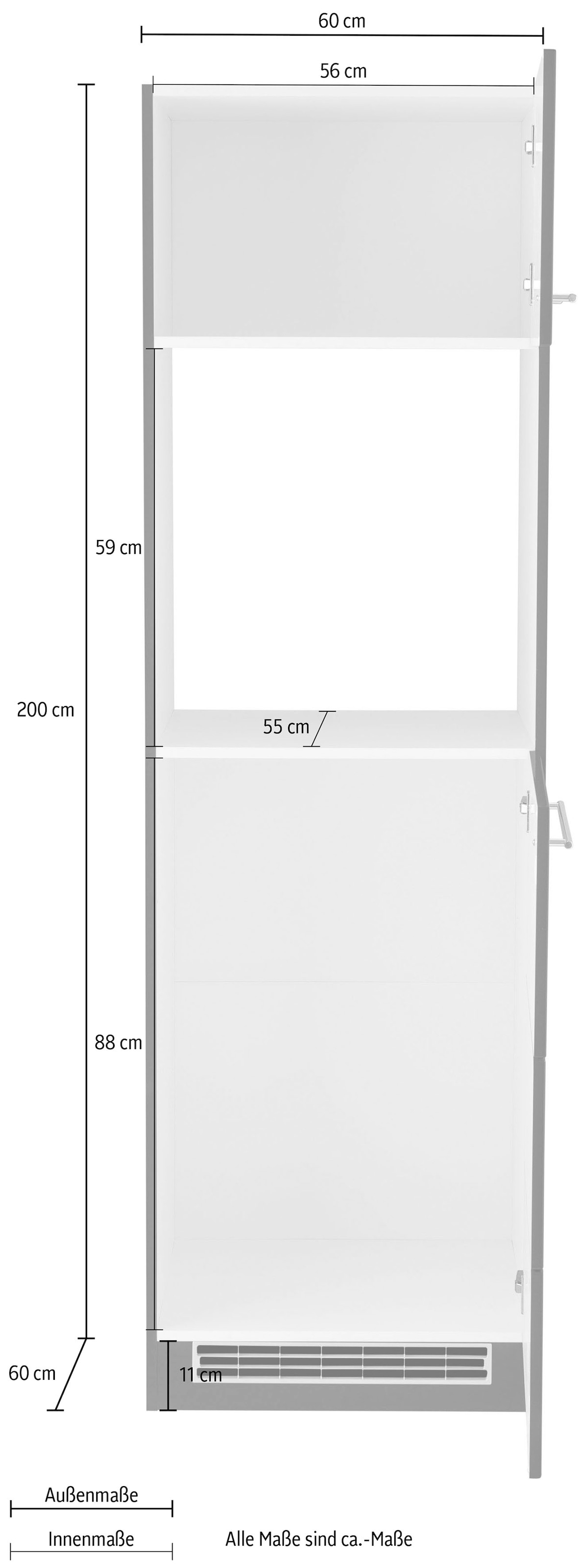 HELD MÖBEL Backofen/Kühlumbauschrank »Wien«, 60 cm breit, für autarken Backofen und Einbaukühlschrank