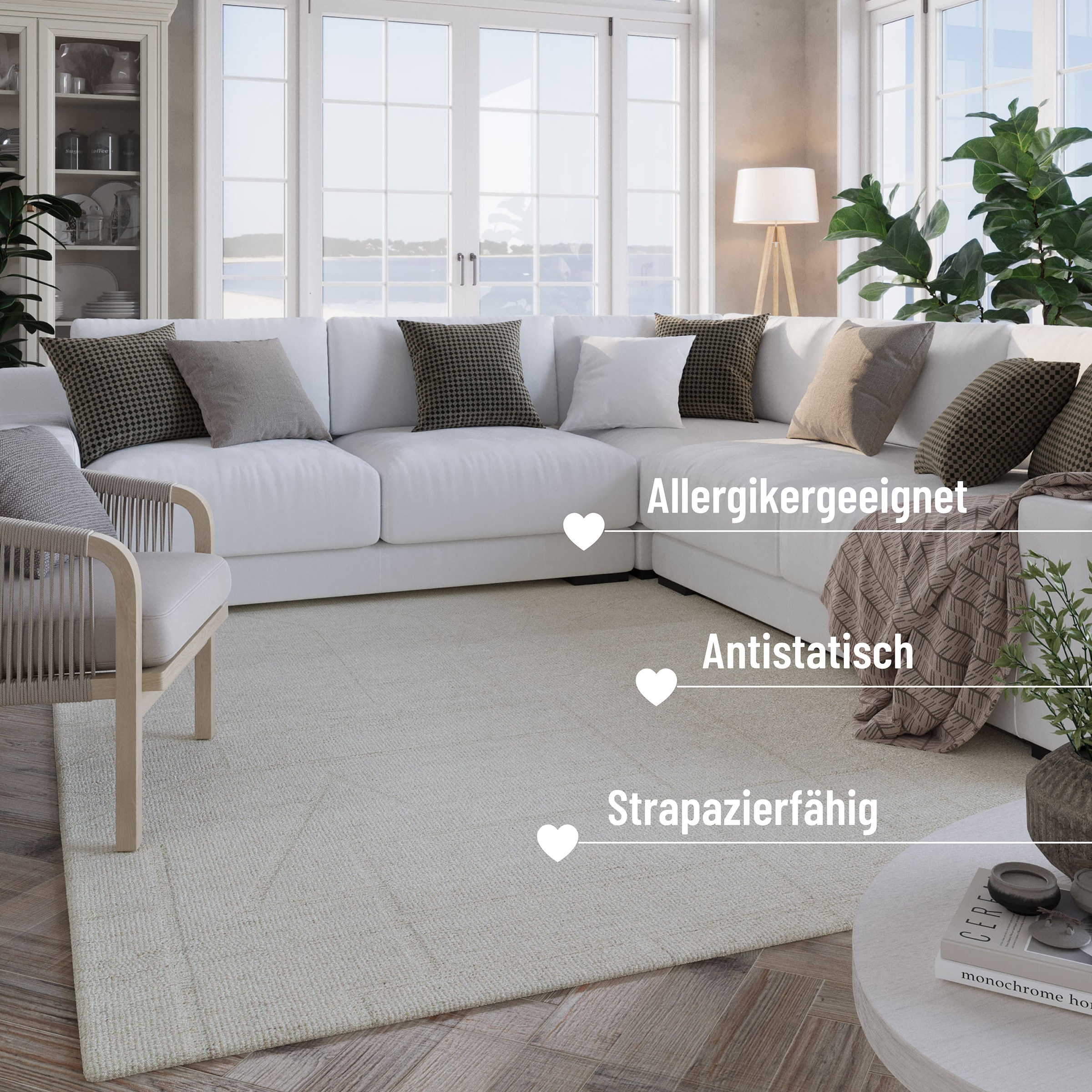 Wecon home Teppich »Hamptons TWENTYEIGHT«, rund, 15 mm Höhe, Kurzflor, Wohnzimmer, Schlafzimmer, elegant, robust, Lineares Design