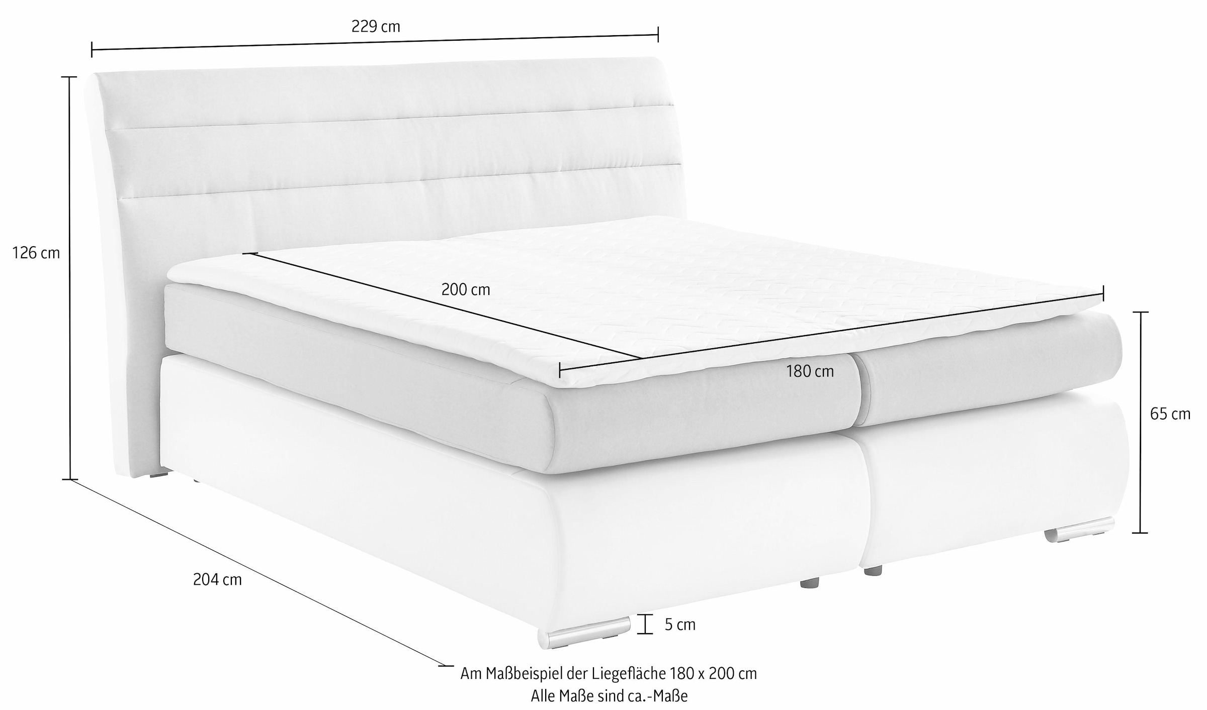 Places of Style Boxspringbett »Luna«, bis zu 3 Härtegrade, incl. Topper