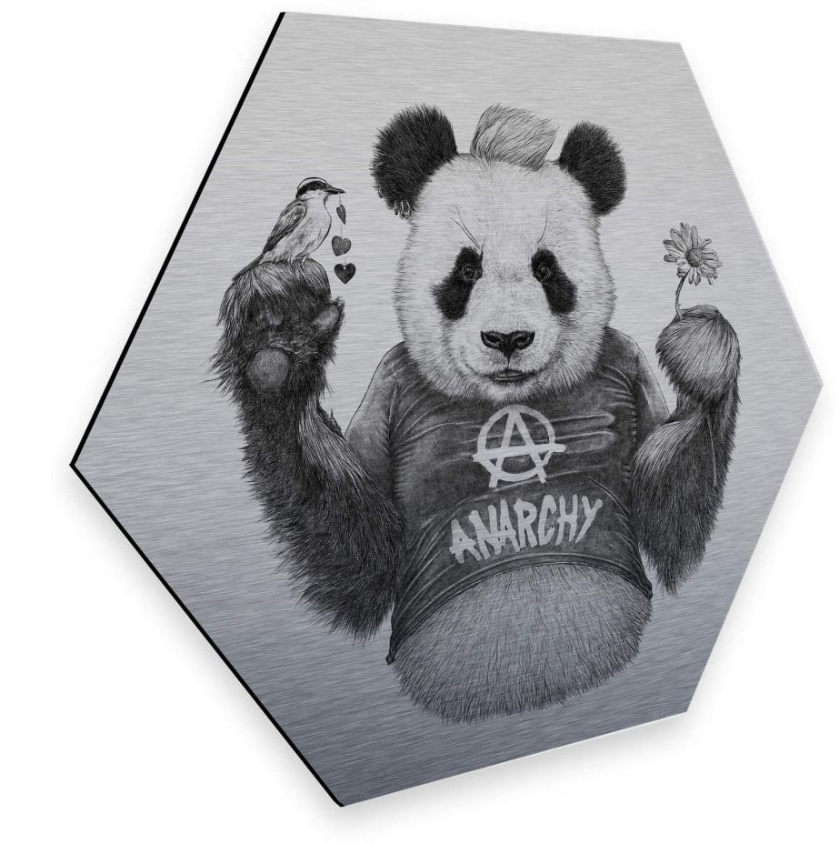 Wall-Art Metallbild »Türschild Panda Bär Silber Deko«, (1 St., Dekorative W günstig online kaufen