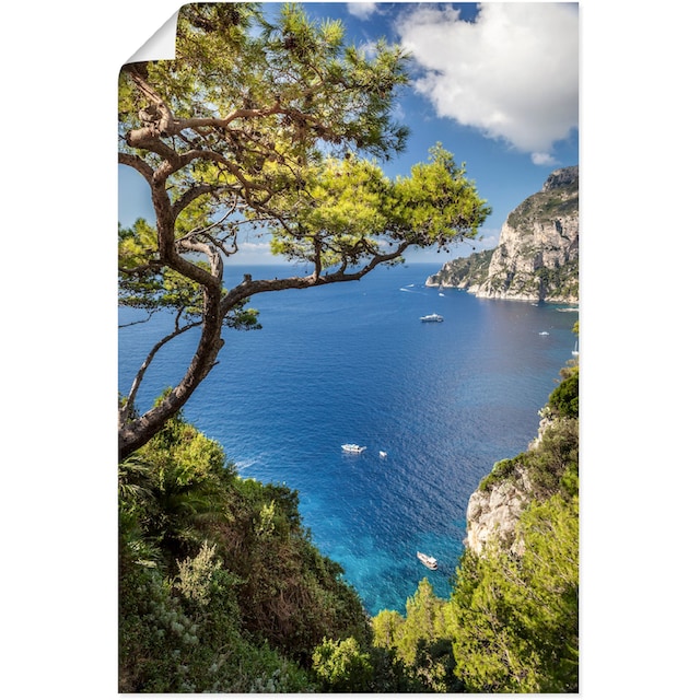 Poster de Leinwandbild, in bestellen Bilder, Wandaufkleber Capri, Masullo, Italien«, Wandbild Rechnung Größen Insel oder auf als Artland (1 Alubild, Meer versch. »Punta St.),