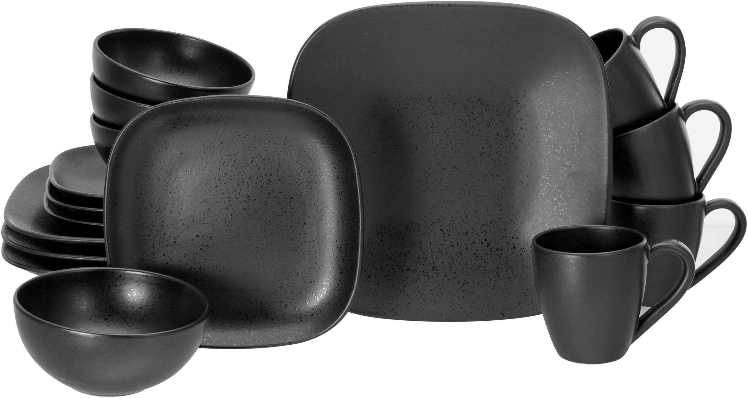 CreaTable Kombiservice »Magic Black Square« Spezialglasur mit glänzenden Sp günstig online kaufen
