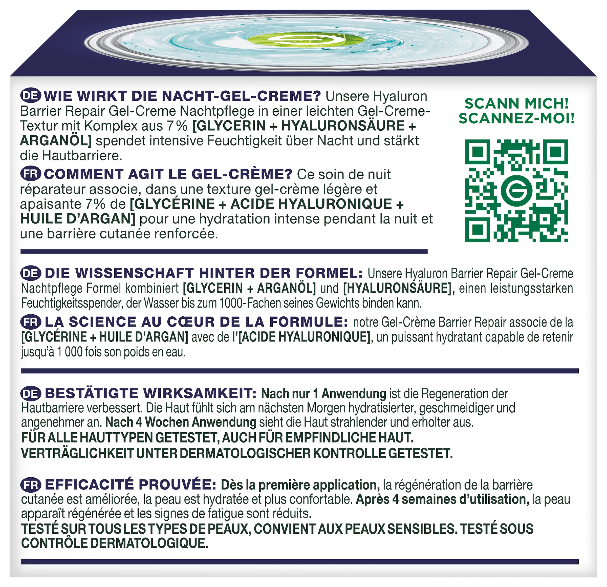 GARNIER Nachtcreme »Garnier Hyaluron Barrier Repair Gel-Creme Nachtpflege«